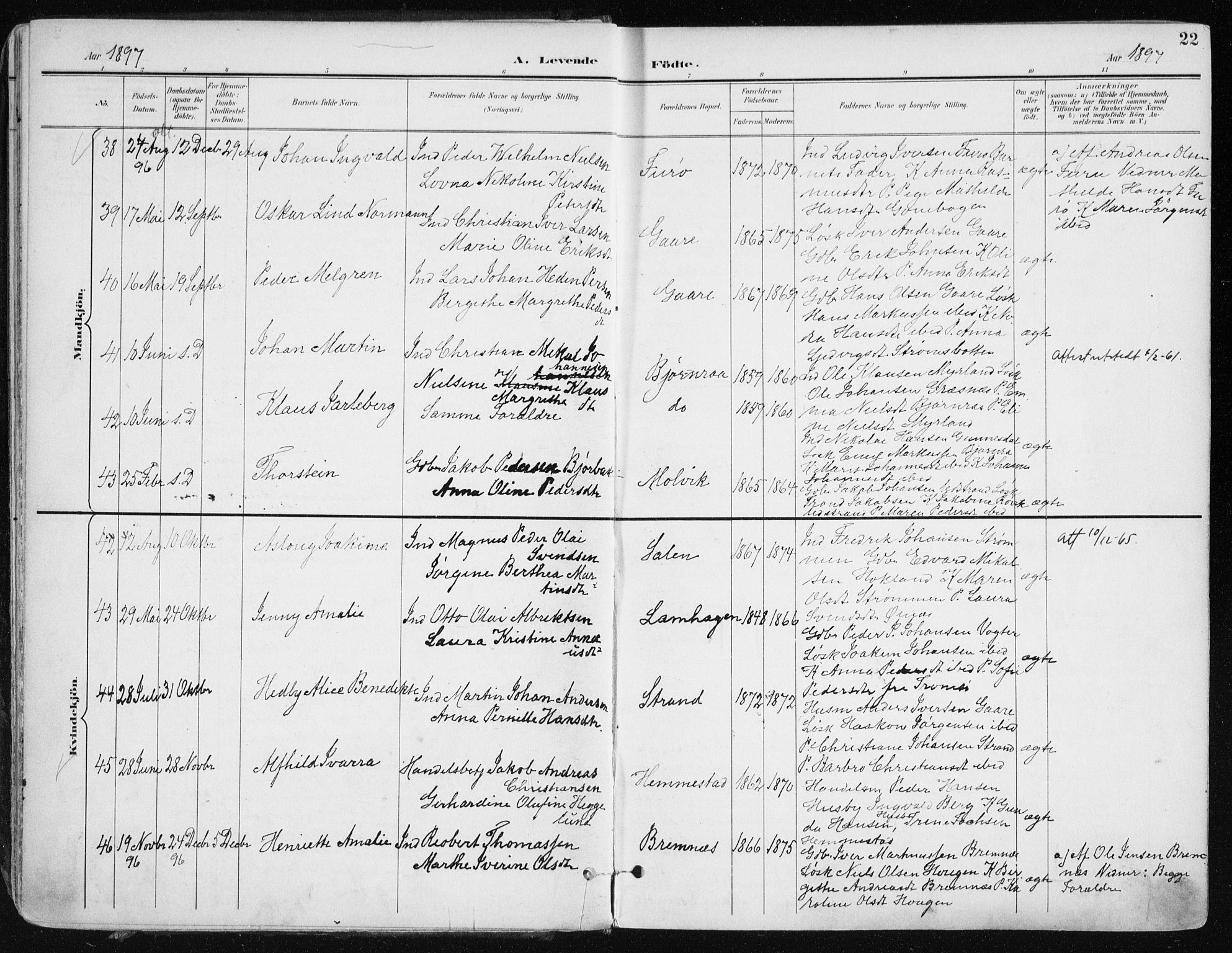 Kvæfjord sokneprestkontor, SATØ/S-1323/G/Ga/Gaa/L0006kirke: Parish register (official) no. 6, 1895-1914, p. 22