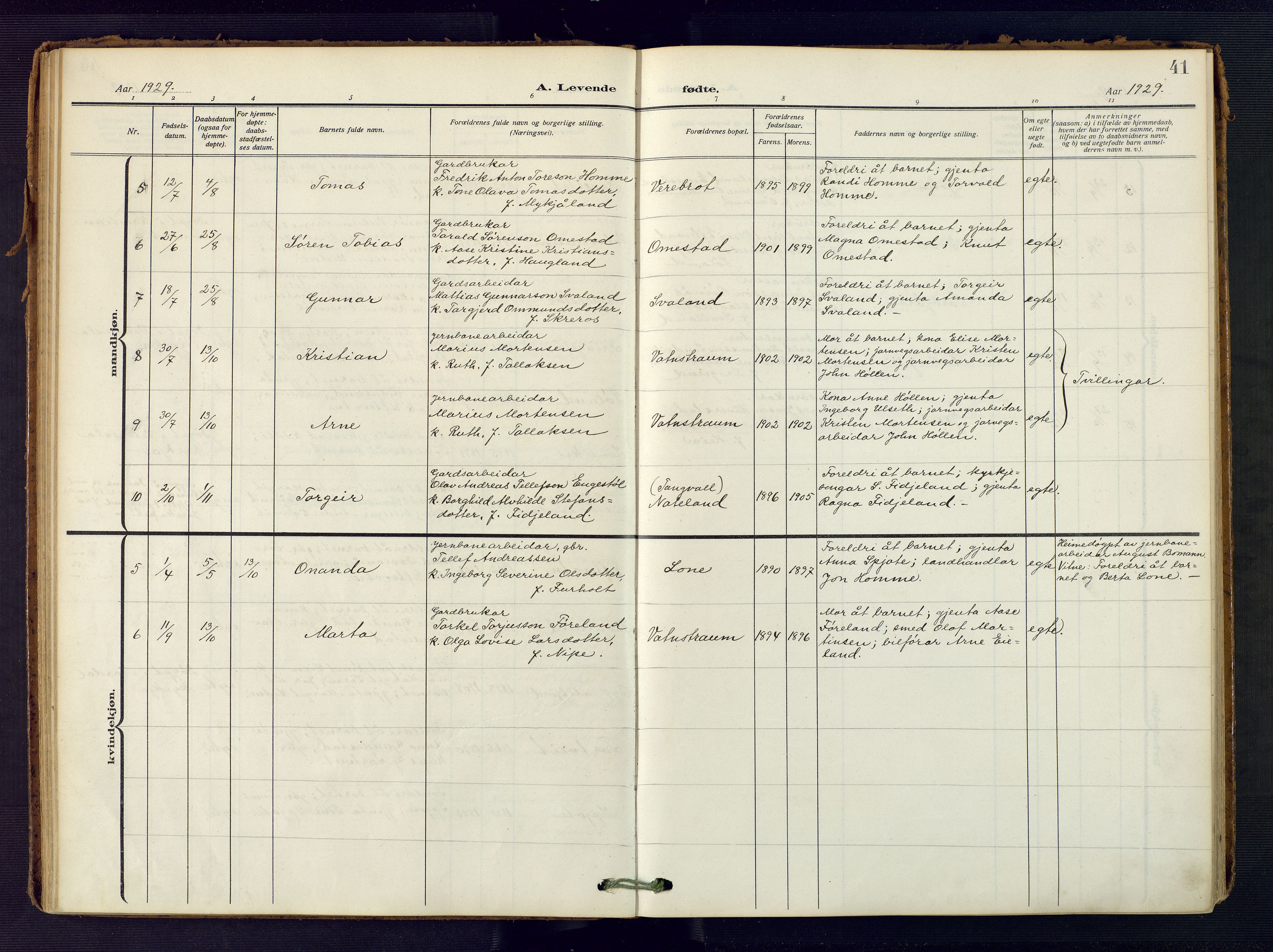 Evje sokneprestkontor, AV/SAK-1111-0008/F/Fa/Fac/L0004: Parish register (official) no. A 4, 1910-1932, p. 41