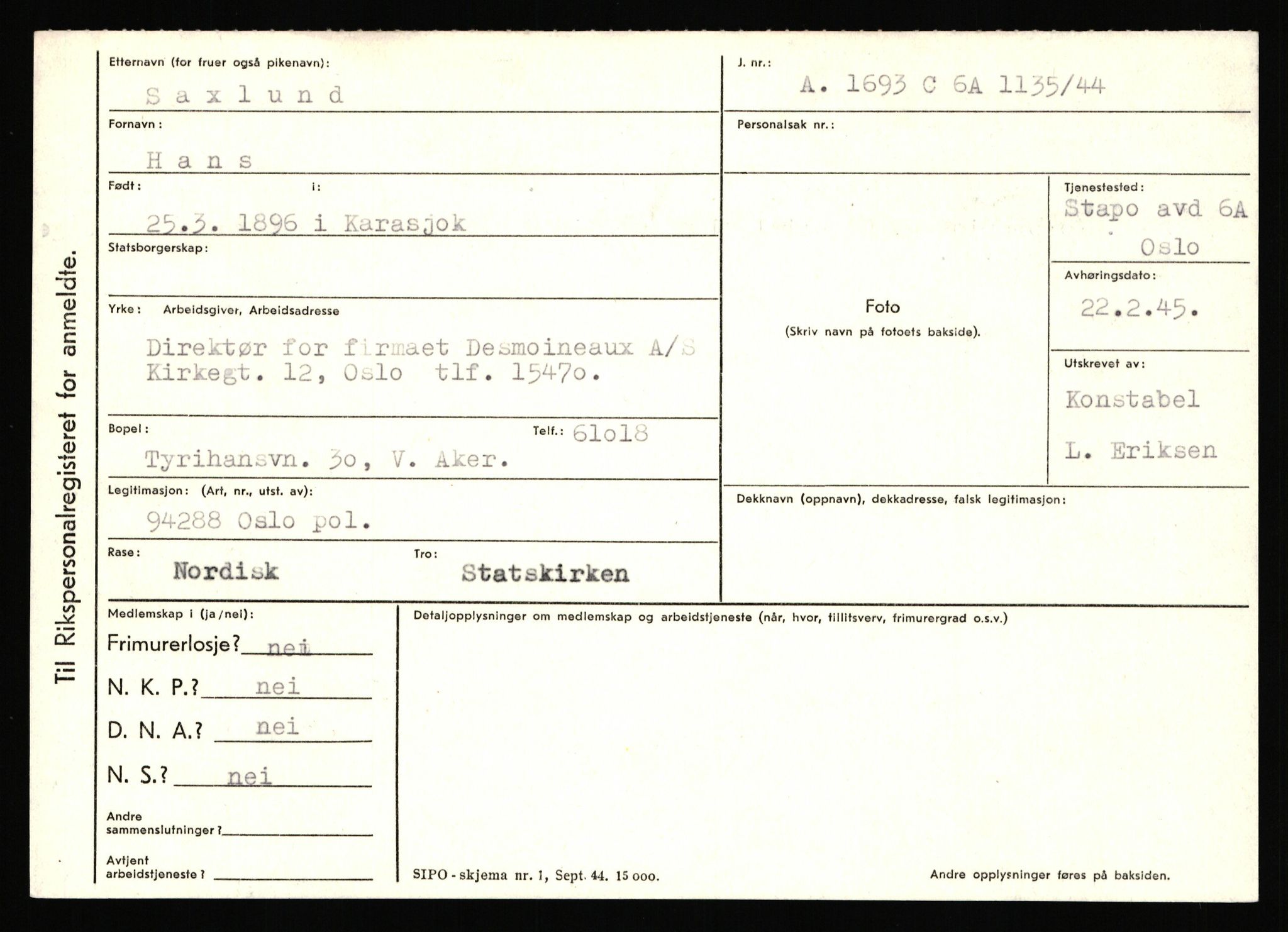 Statspolitiet - Hovedkontoret / Osloavdelingen, AV/RA-S-1329/C/Ca/L0013: Raa - Servold, 1943-1945, p. 4035