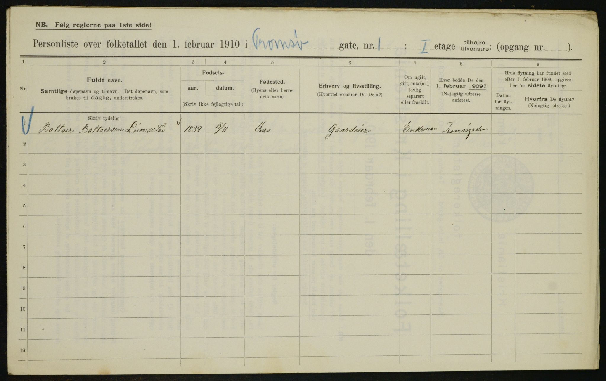 OBA, Municipal Census 1910 for Kristiania, 1910, p. 109732