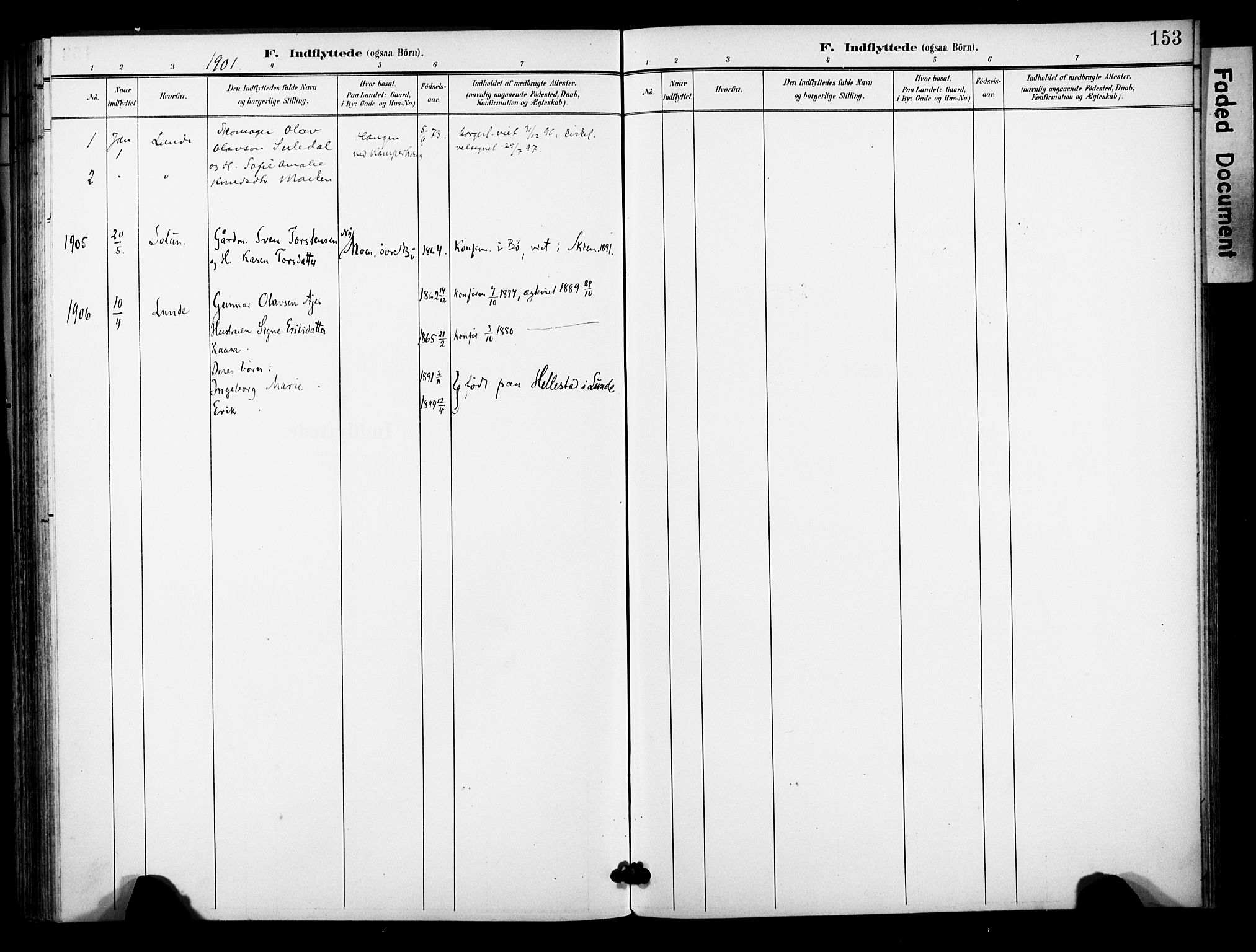 Bø kirkebøker, SAKO/A-257/F/Fa/L0012: Parish register (official) no. 12, 1900-1908, p. 153
