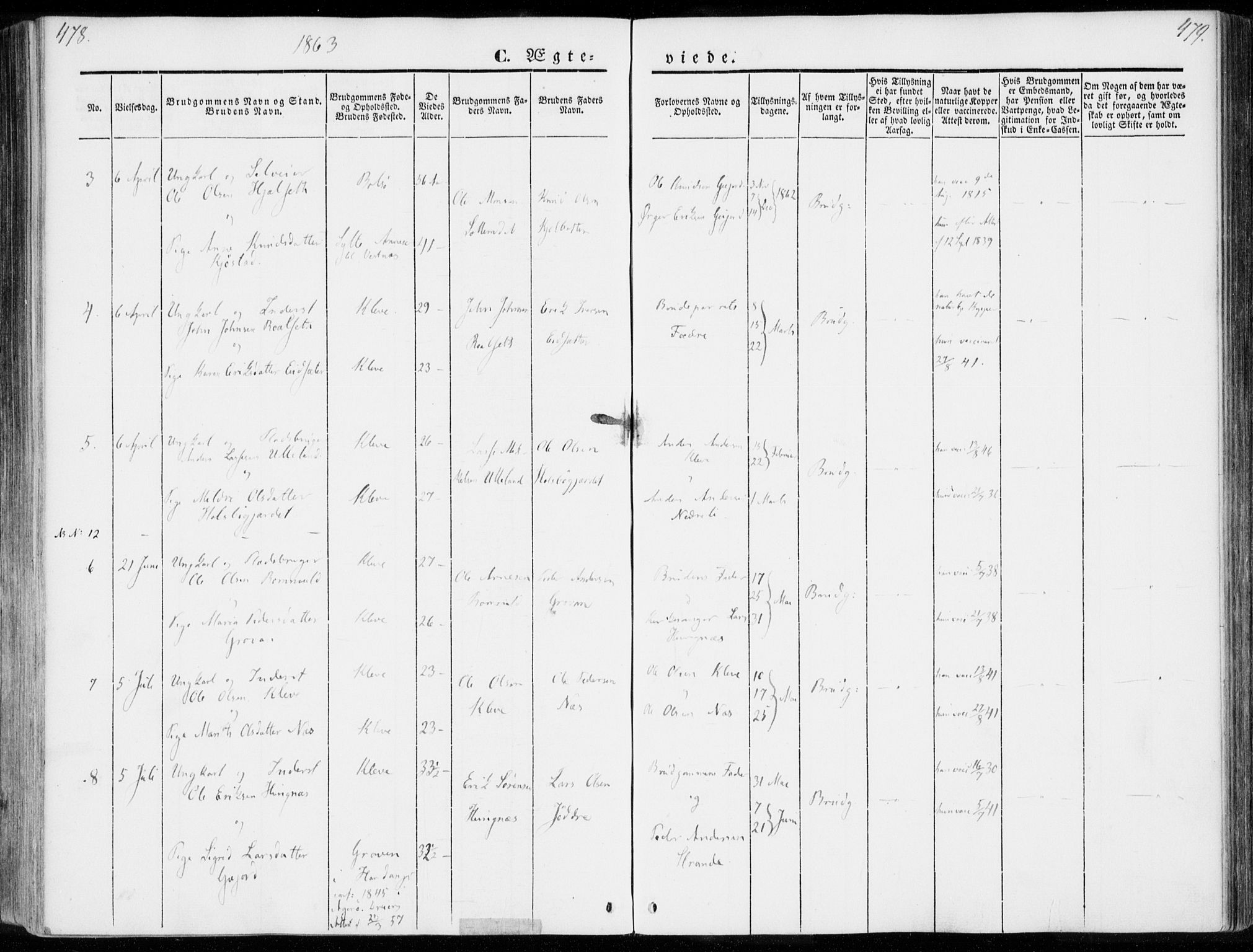 Ministerialprotokoller, klokkerbøker og fødselsregistre - Møre og Romsdal, SAT/A-1454/557/L0680: Parish register (official) no. 557A02, 1843-1869, p. 478-479