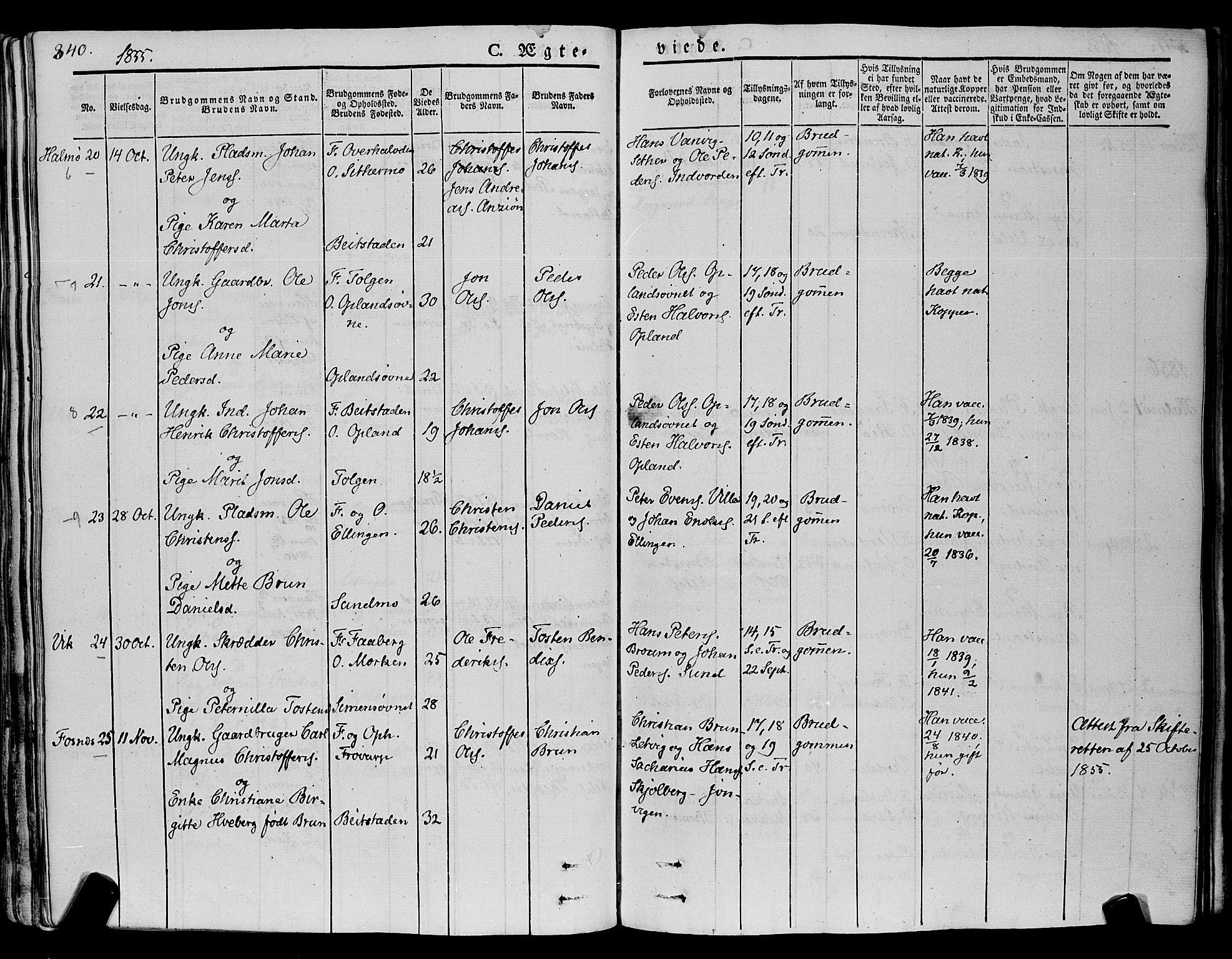Ministerialprotokoller, klokkerbøker og fødselsregistre - Nord-Trøndelag, SAT/A-1458/773/L0614: Parish register (official) no. 773A05, 1831-1856, p. 340