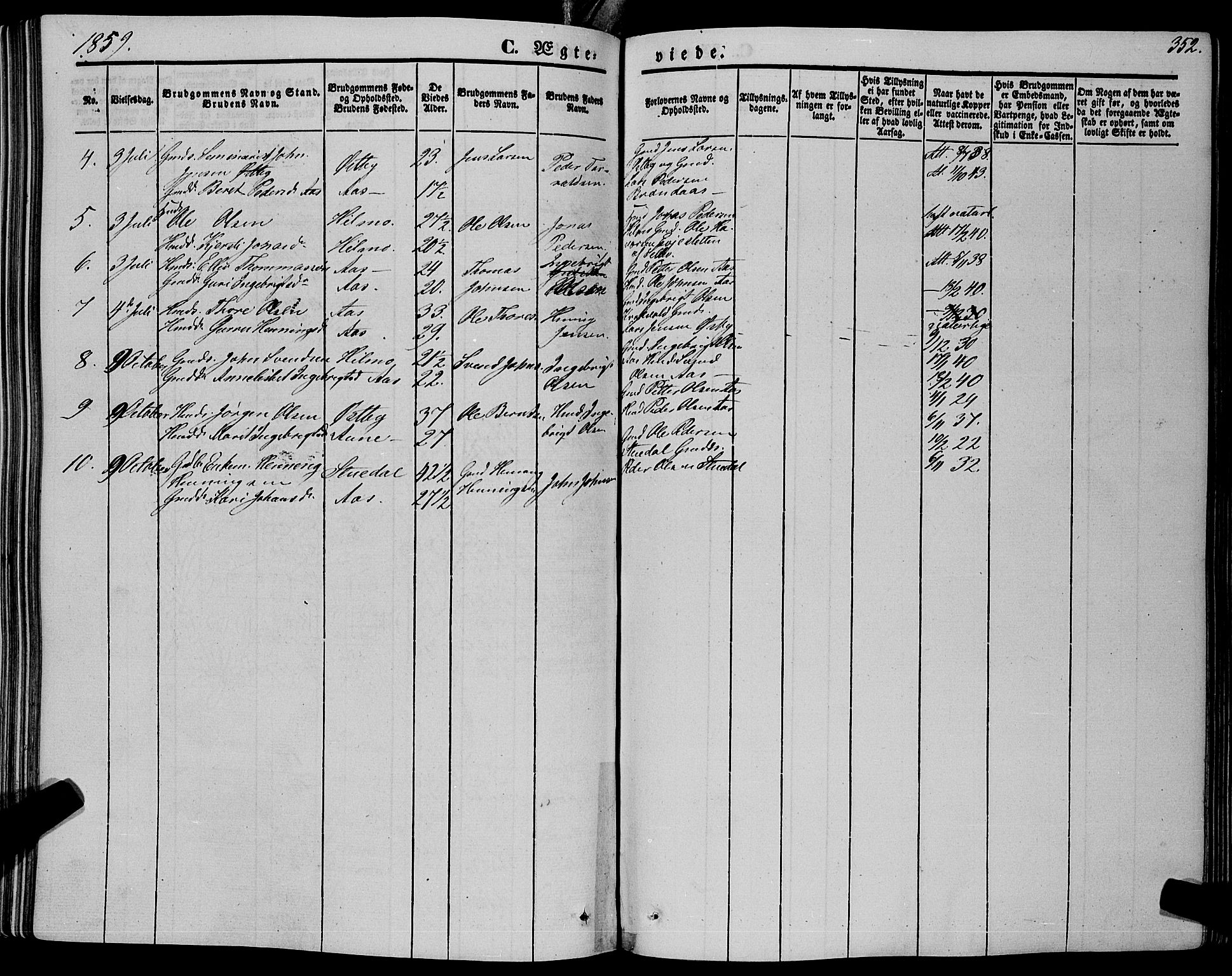 Ministerialprotokoller, klokkerbøker og fødselsregistre - Sør-Trøndelag, SAT/A-1456/695/L1146: Parish register (official) no. 695A06 /2, 1843-1859, p. 352