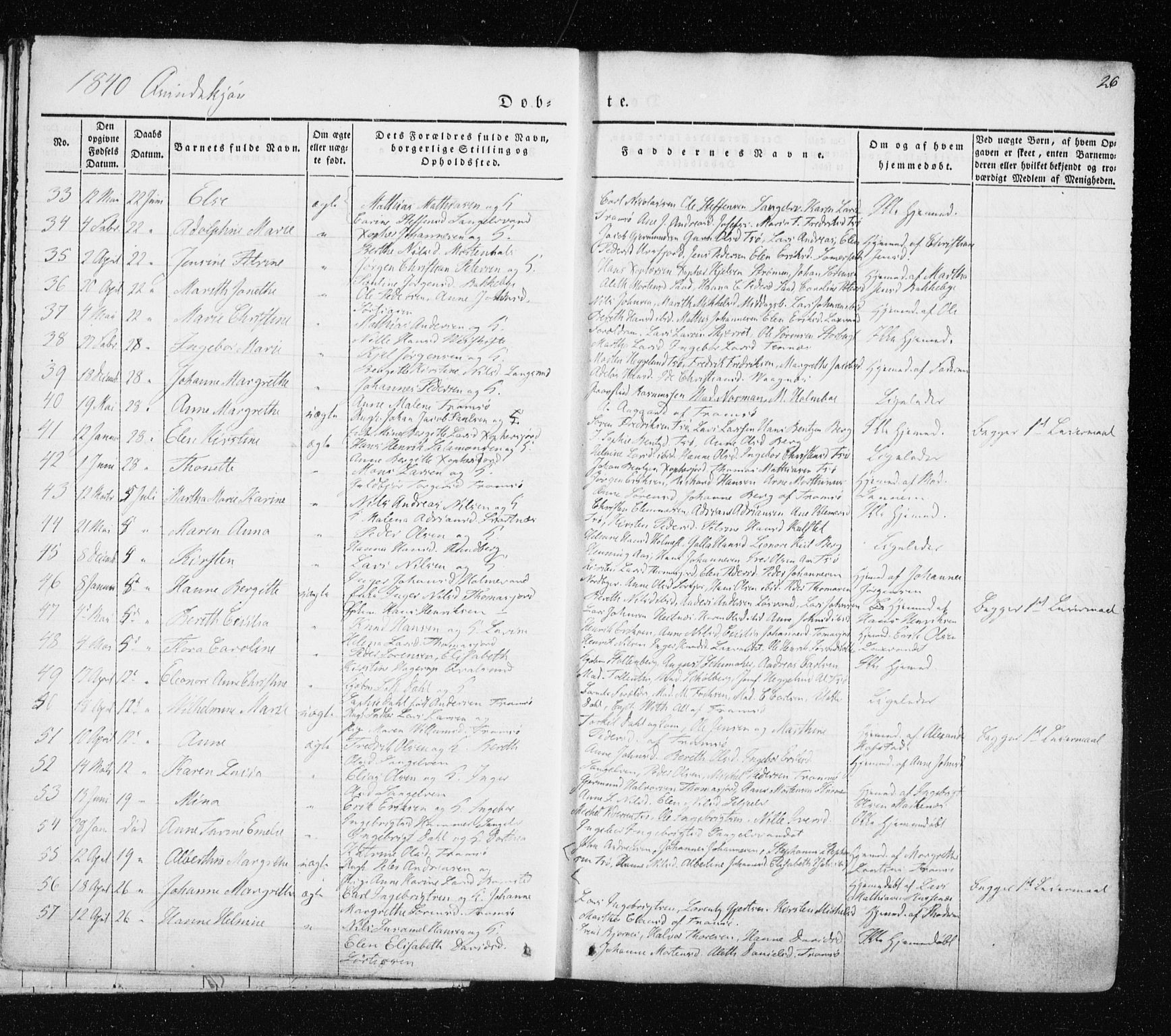 Tromsø sokneprestkontor/stiftsprosti/domprosti, AV/SATØ-S-1343/G/Ga/L0009kirke: Parish register (official) no. 9, 1837-1847, p. 26