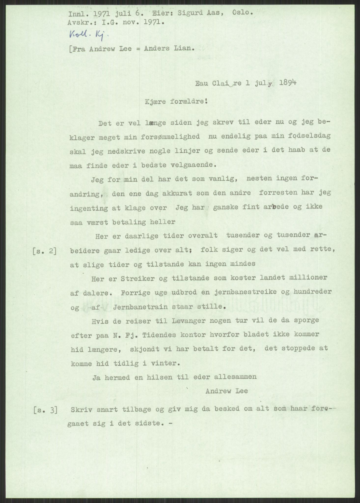 Samlinger til kildeutgivelse, Amerikabrevene, AV/RA-EA-4057/F/L0034: Innlån fra Nord-Trøndelag, 1838-1914, p. 495