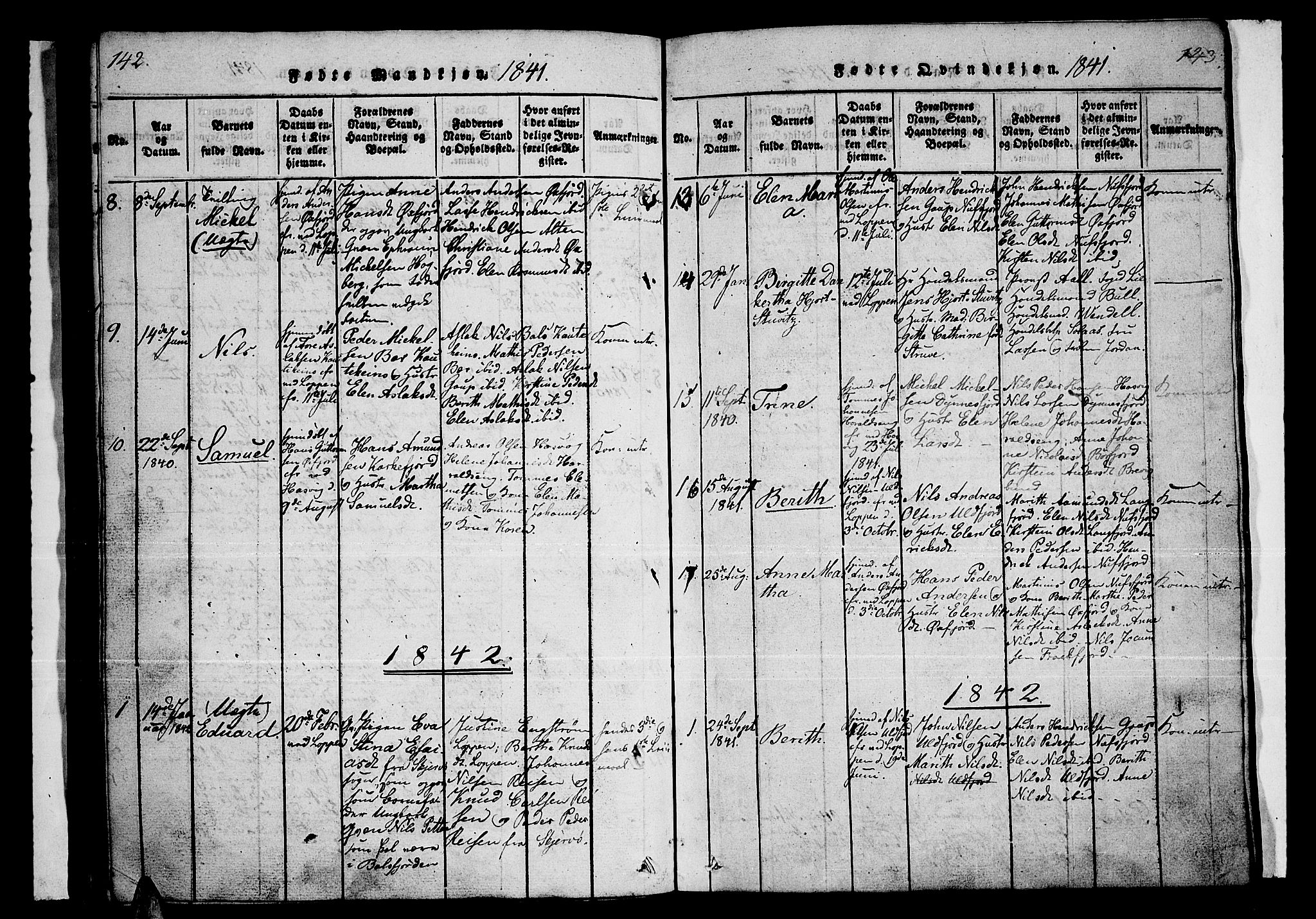 Loppa sokneprestkontor, AV/SATØ-S-1339/H/Ha/L0003kirke: Parish register (official) no. 3, 1820-1848, p. 142-143