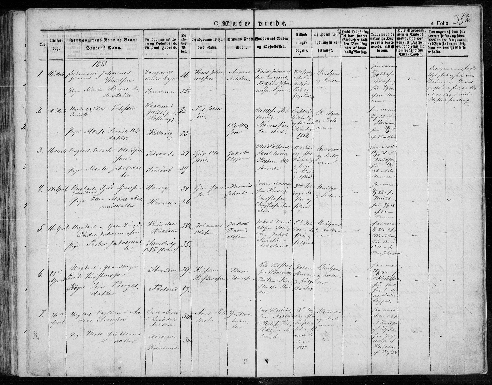 Tysvær sokneprestkontor, AV/SAST-A -101864/H/Ha/Haa/L0001: Parish register (official) no. A 1.1, 1831-1856, p. 352