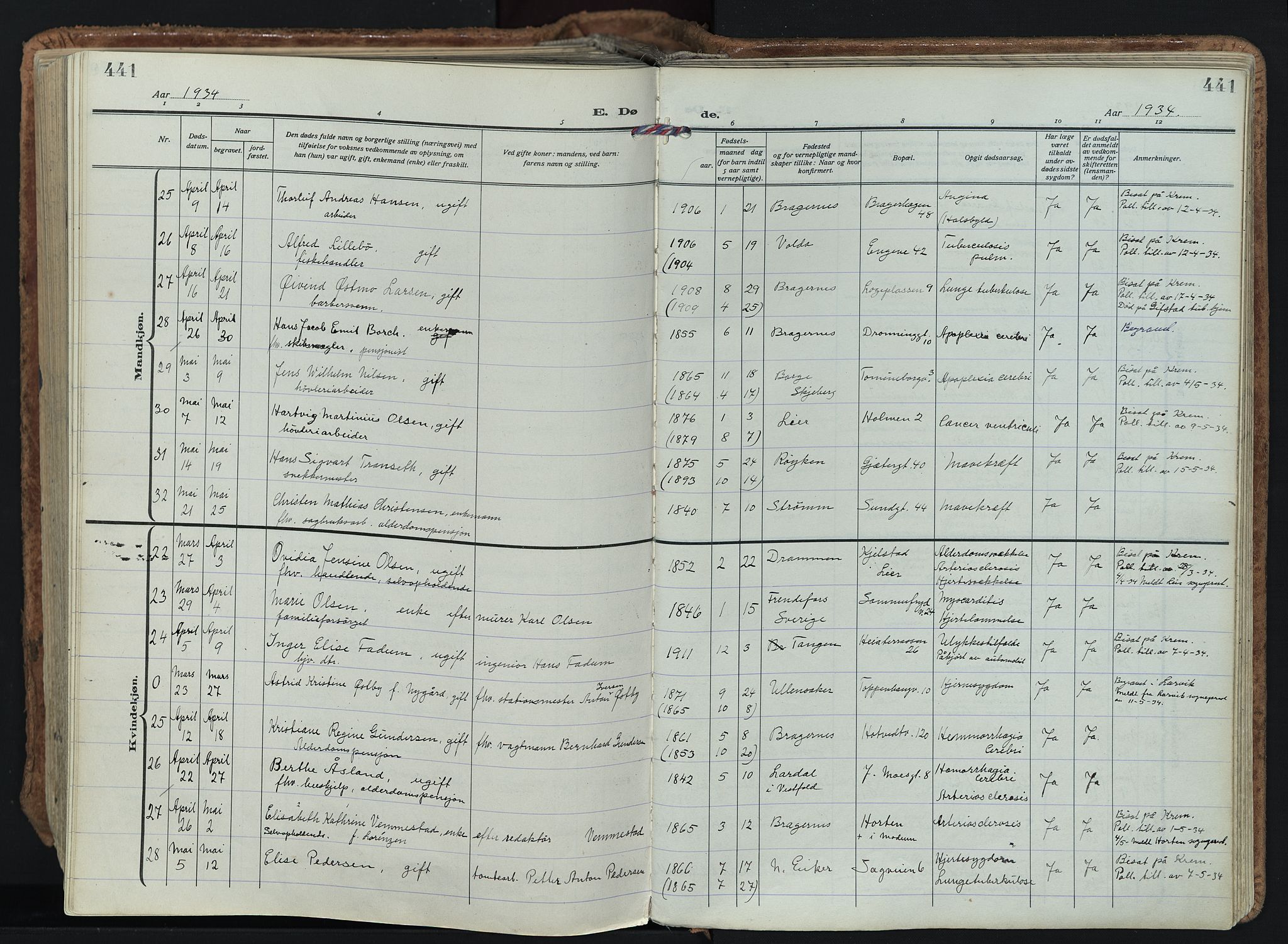 Bragernes kirkebøker, AV/SAKO-A-6/F/Fb/L0011: Parish register (official) no. II 11, 1922-1945, p. 441