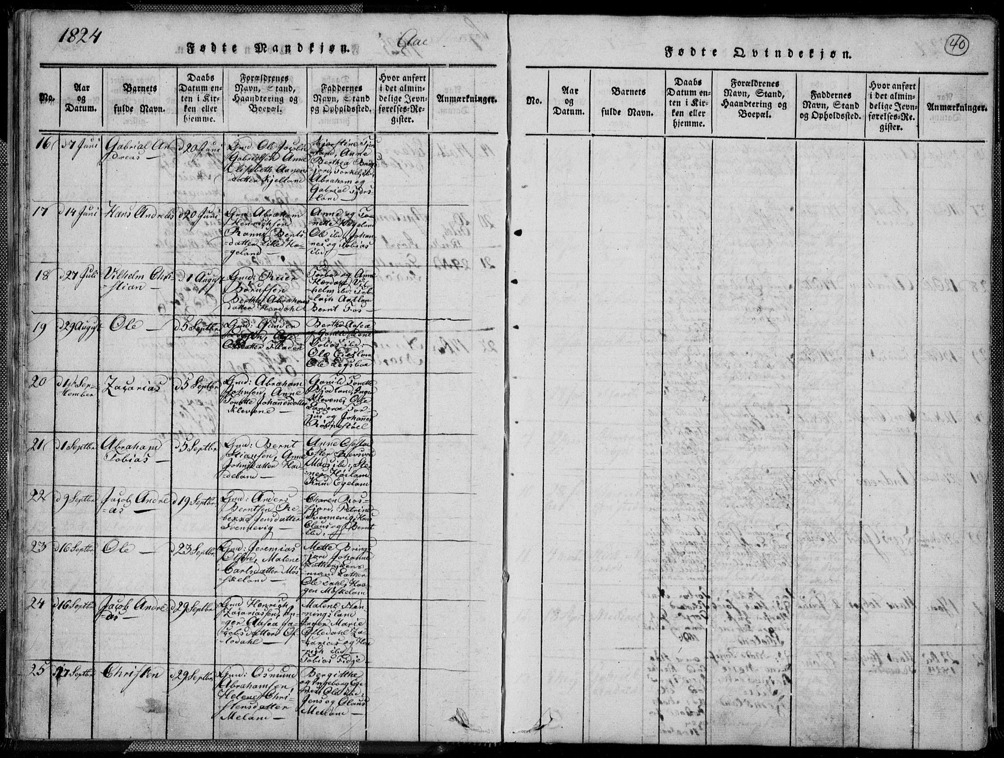 Lyngdal sokneprestkontor, AV/SAK-1111-0029/F/Fa/Fac/L0006: Parish register (official) no. A 6, 1815-1825, p. 40