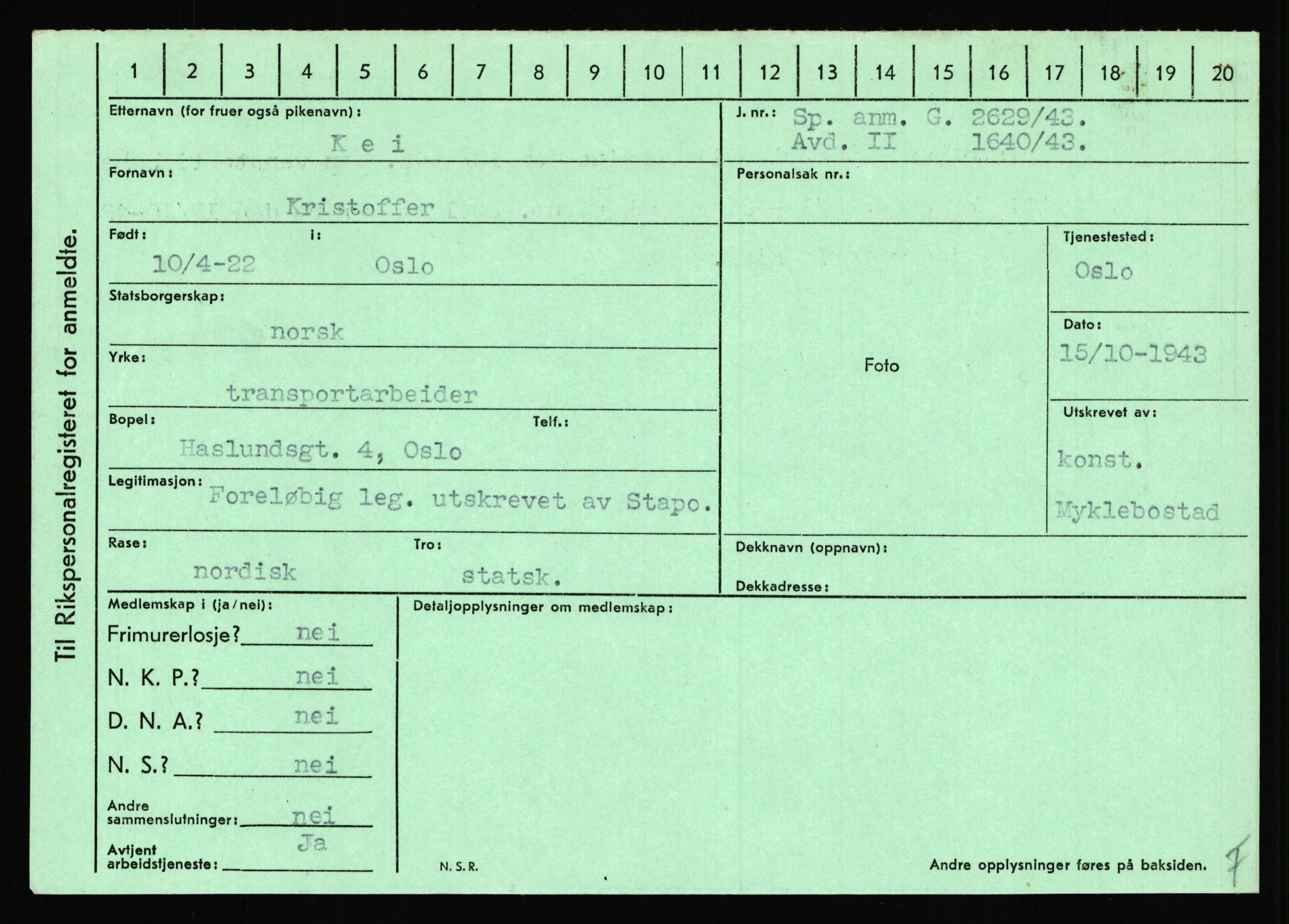 Statspolitiet - Hovedkontoret / Osloavdelingen, AV/RA-S-1329/C/Ca/L0008: Johan(nes)sen - Knoph, 1943-1945, p. 3936