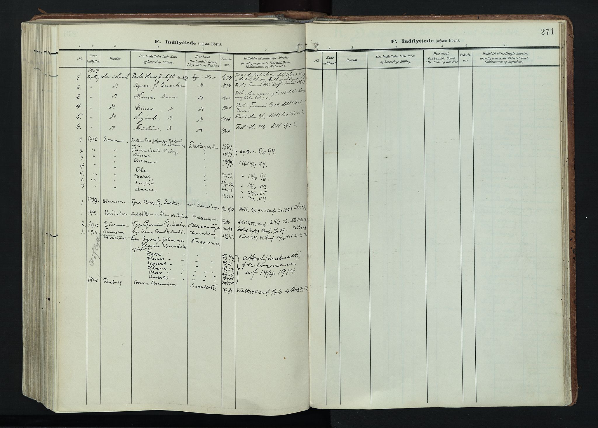 Vågå prestekontor, SAH/PREST-076/H/Ha/Haa/L0011: Parish register (official) no. 11, 1905-1924, p. 271