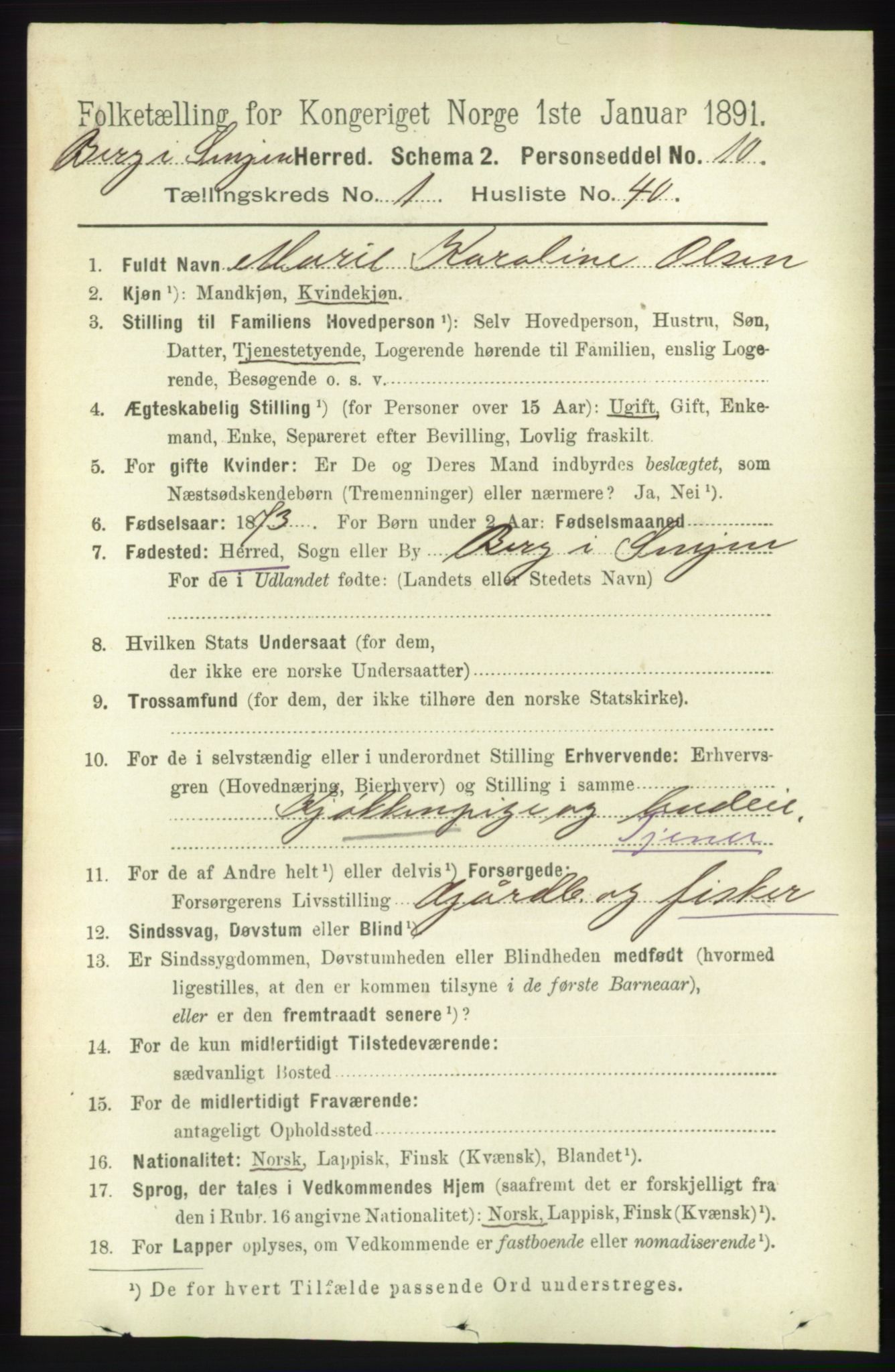 RA, 1891 census for 1929 Berg, 1891, p. 322