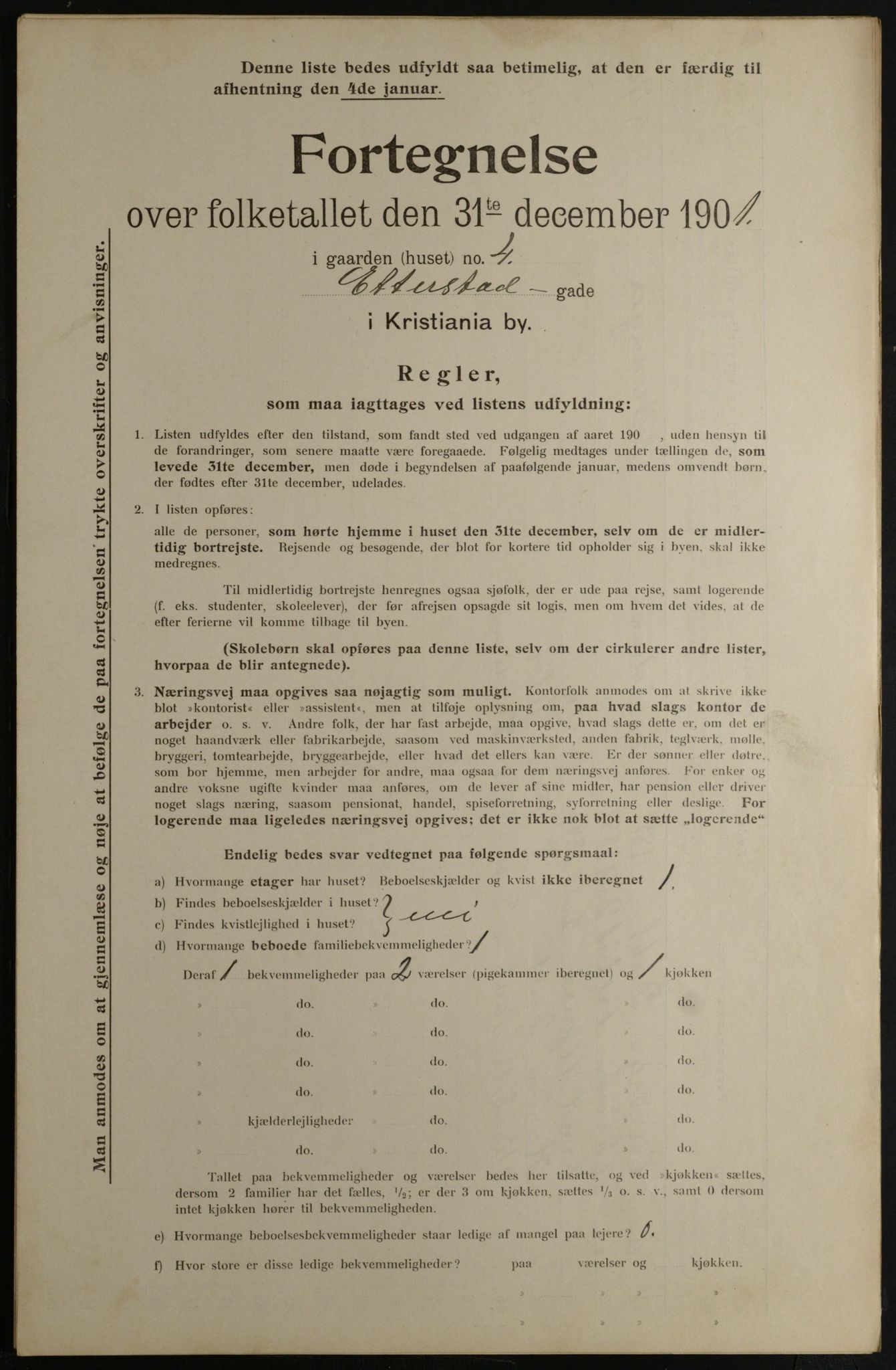 OBA, Municipal Census 1901 for Kristiania, 1901, p. 3593