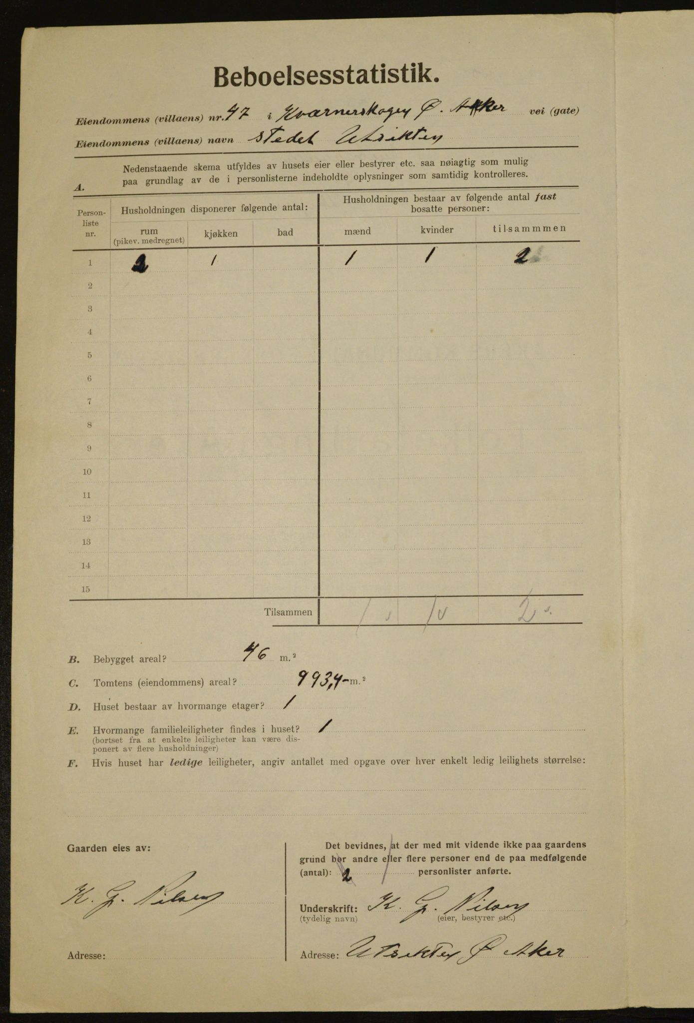 , Municipal Census 1923 for Aker, 1923, p. 23491