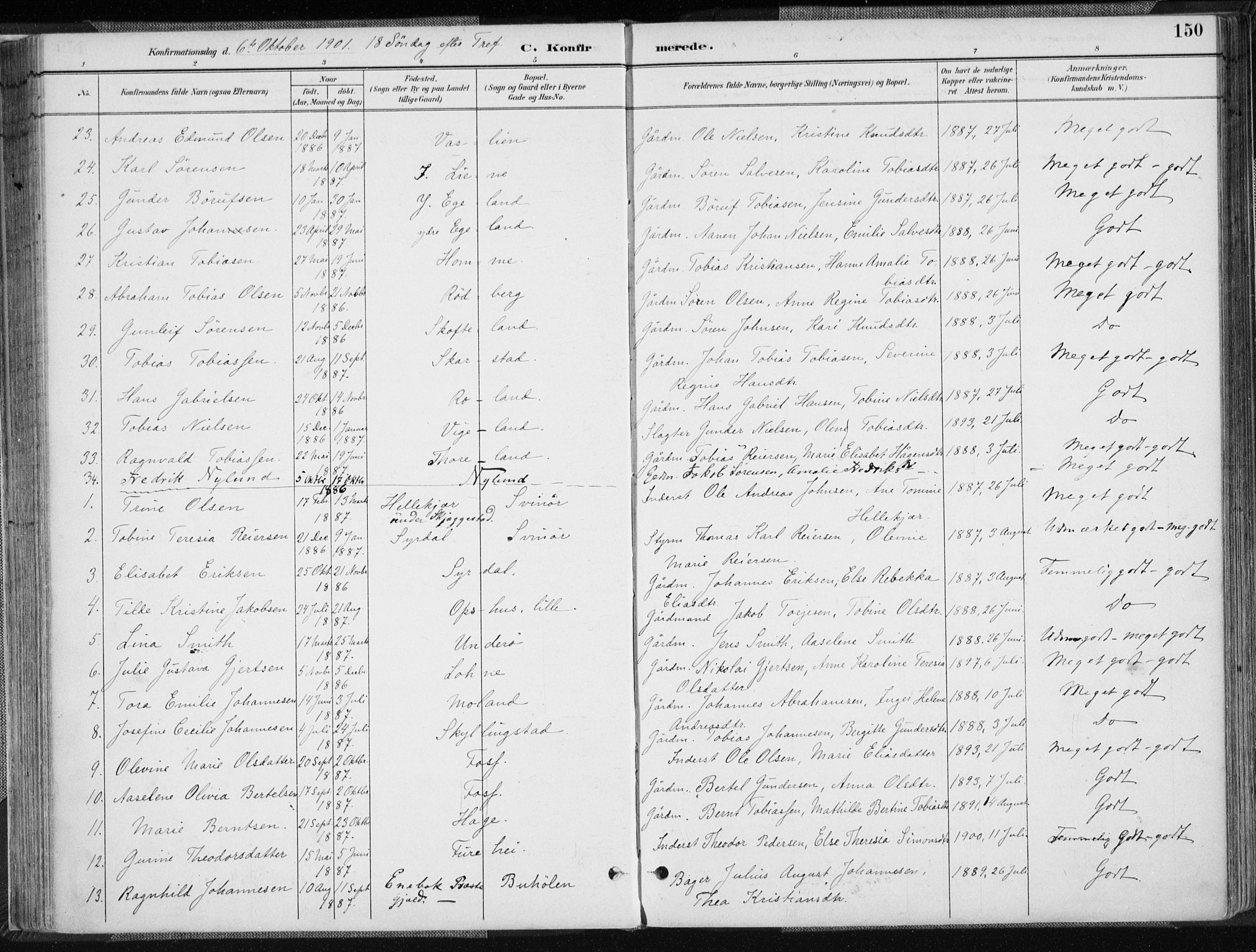 Sør-Audnedal sokneprestkontor, AV/SAK-1111-0039/F/Fa/Fab/L0010: Parish register (official) no. A 10, 1892-1913, p. 150