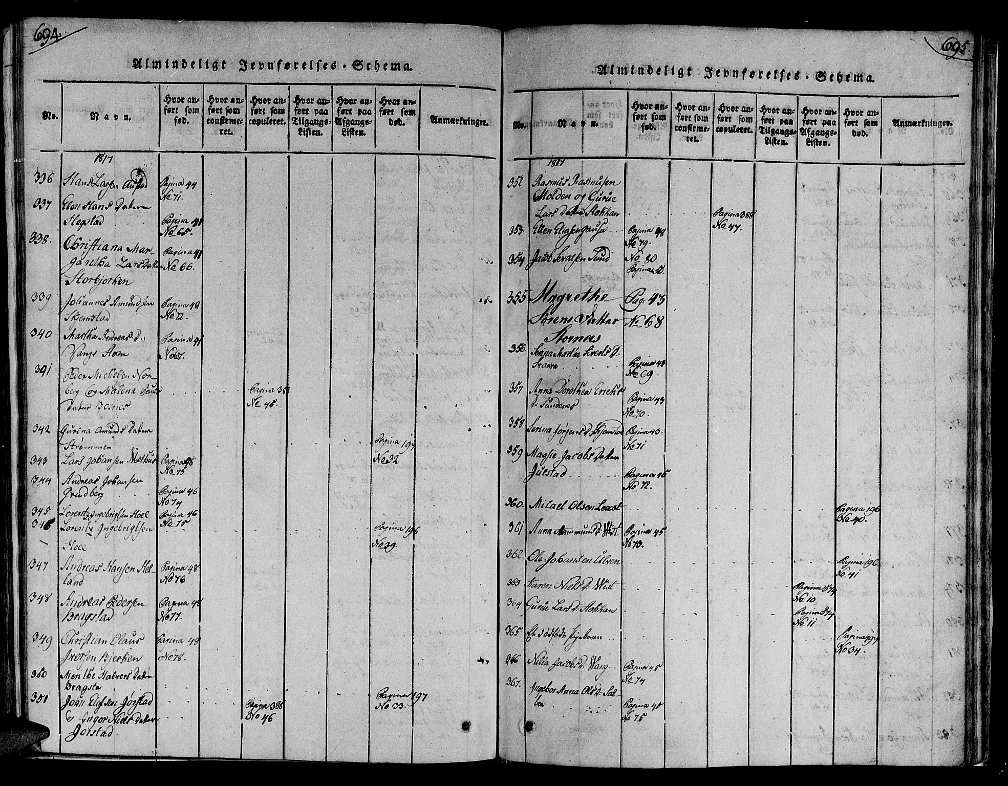 Ministerialprotokoller, klokkerbøker og fødselsregistre - Nord-Trøndelag, SAT/A-1458/730/L0275: Parish register (official) no. 730A04, 1816-1822, p. 694-695