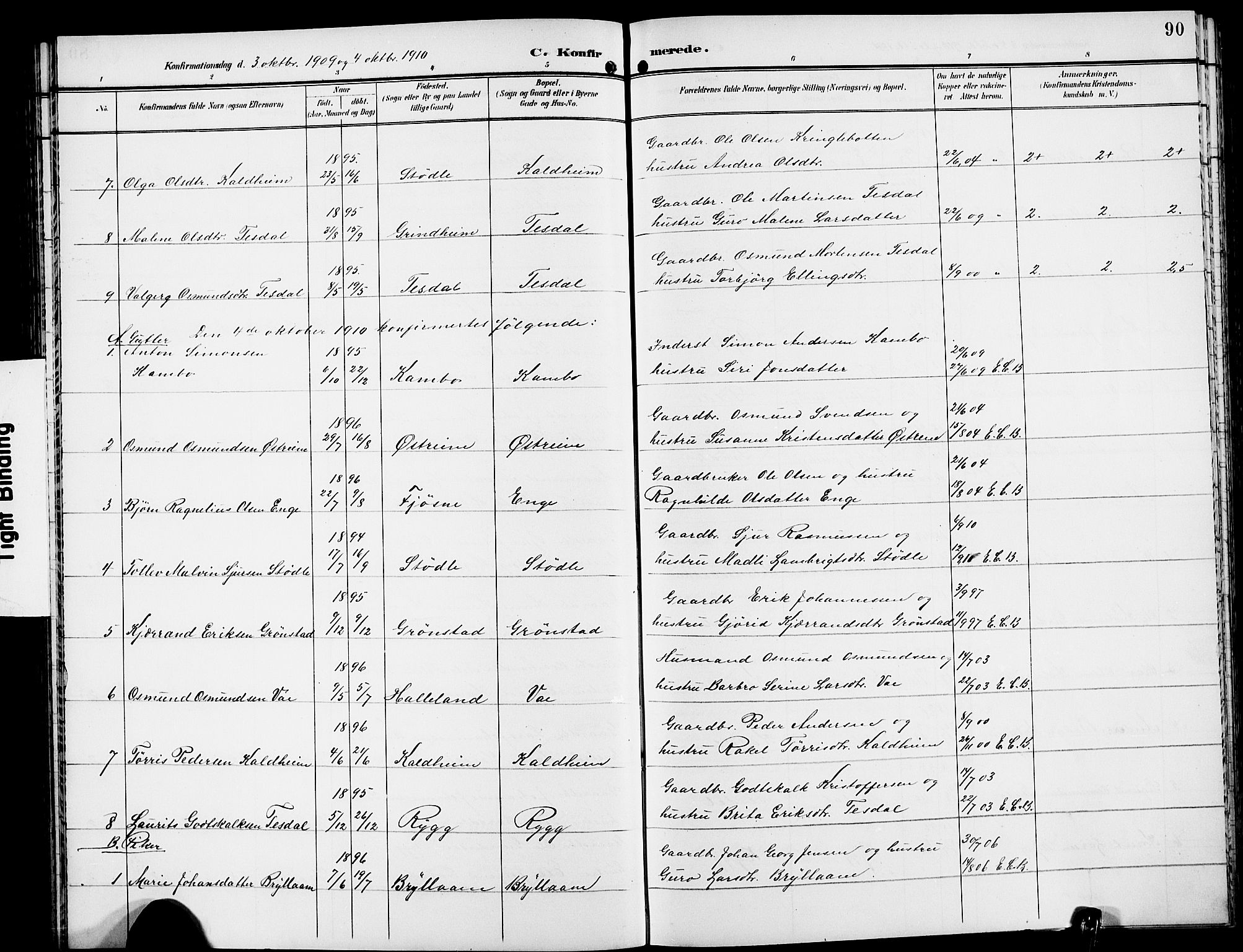 Etne sokneprestembete, SAB/A-75001/H/Hab: Parish register (copy) no. A 6, 1897-1924, p. 90