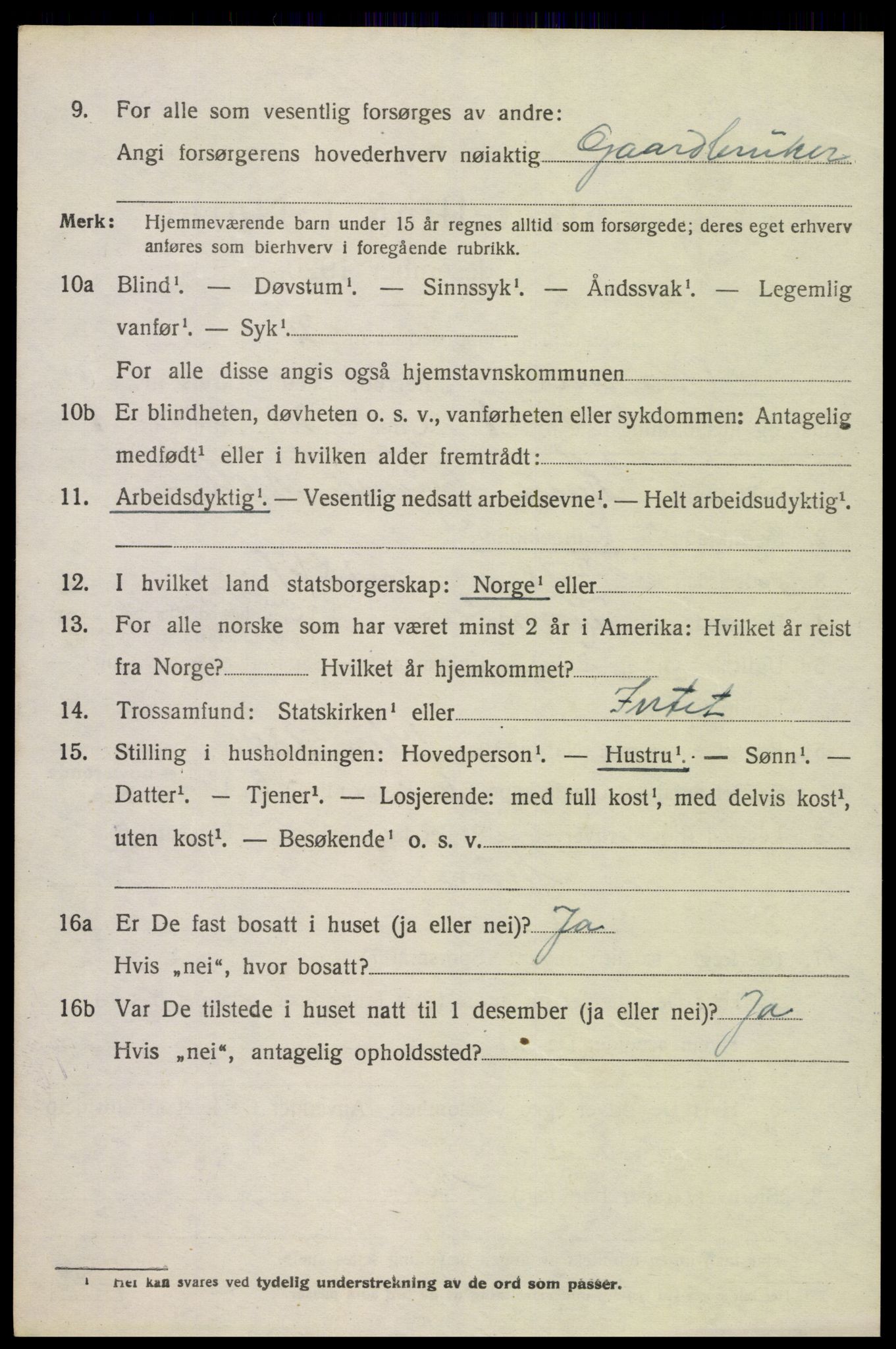 SAK, 1920 census for Oddernes, 1920, p. 6370