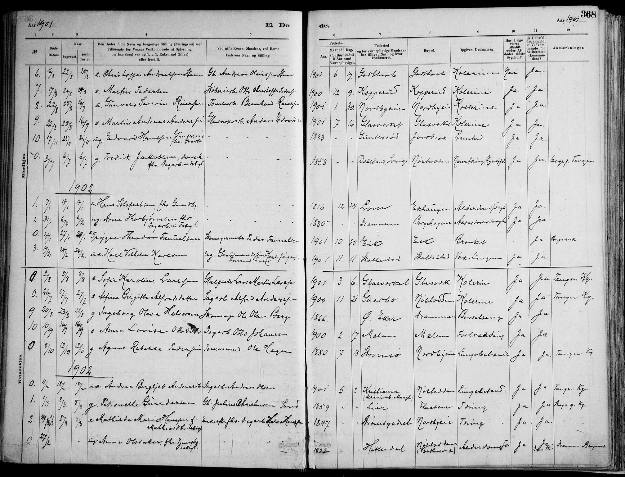 Skoger kirkebøker, AV/SAKO-A-59/F/Fa/L0006: Parish register (official) no. I 6, 1885-1910, p. 368