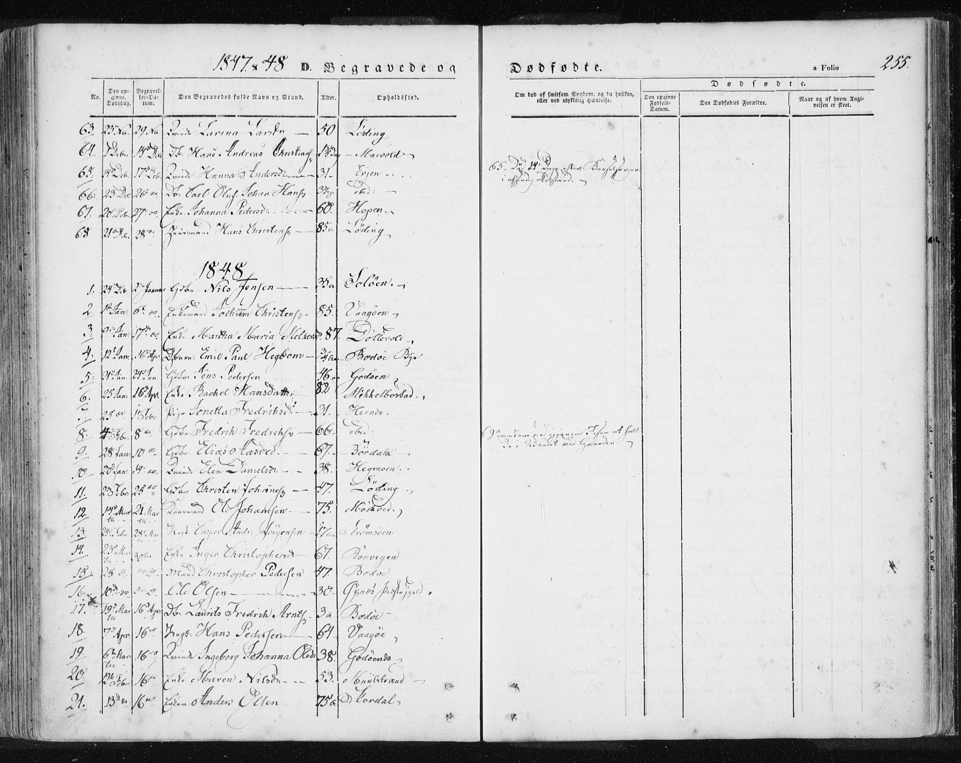 Ministerialprotokoller, klokkerbøker og fødselsregistre - Nordland, SAT/A-1459/801/L0007: Parish register (official) no. 801A07, 1845-1863, p. 255