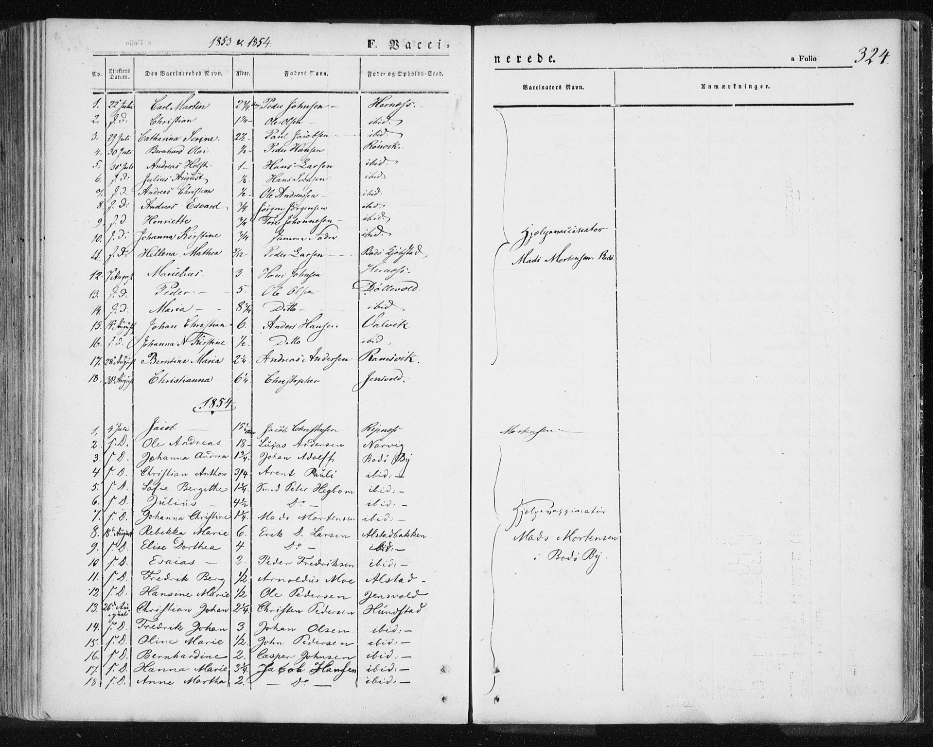 Ministerialprotokoller, klokkerbøker og fødselsregistre - Nordland, AV/SAT-A-1459/801/L0007: Parish register (official) no. 801A07, 1845-1863, p. 324