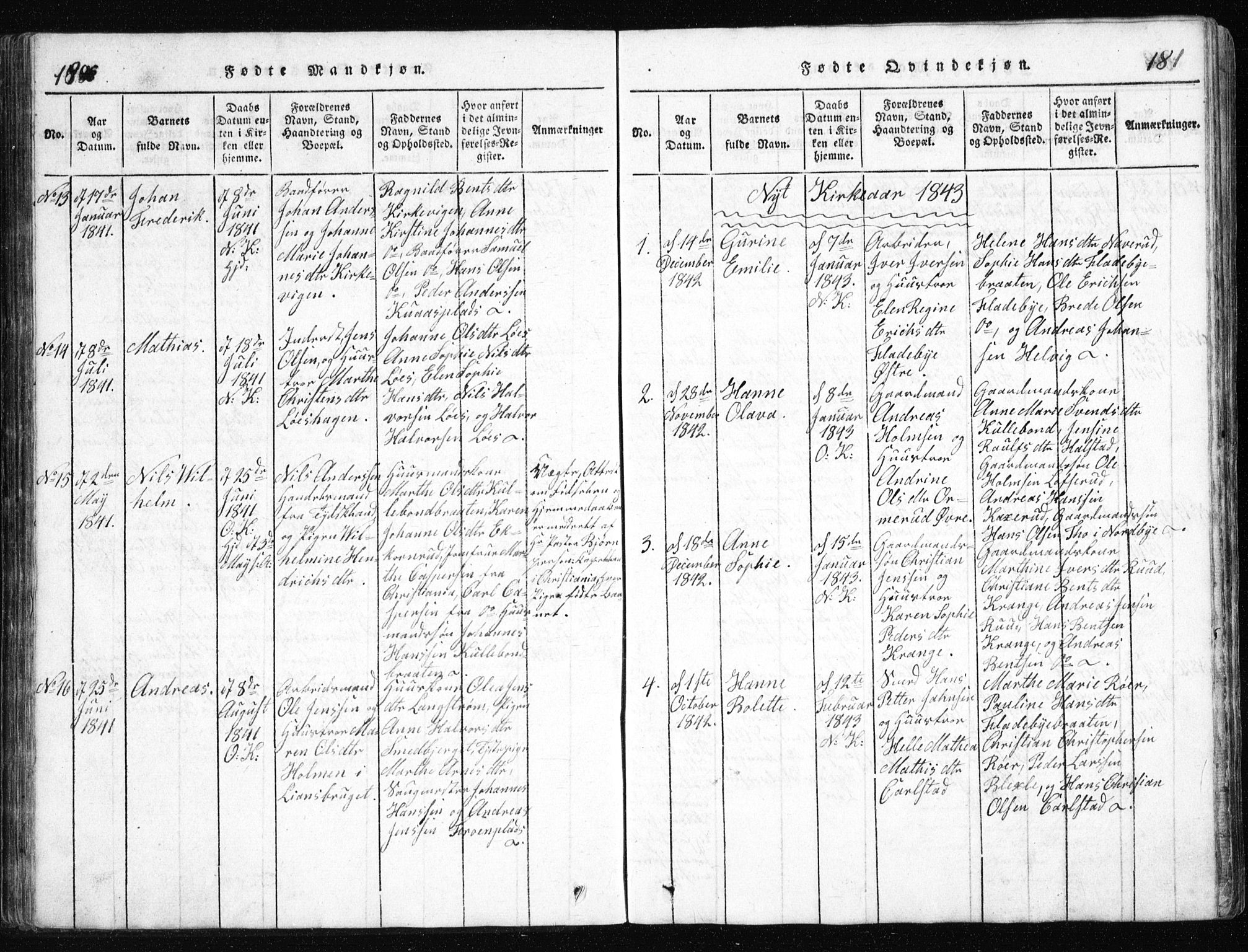 Nesodden prestekontor Kirkebøker, SAO/A-10013/G/Ga/L0001: Parish register (copy) no. I 1, 1814-1847, p. 180-181