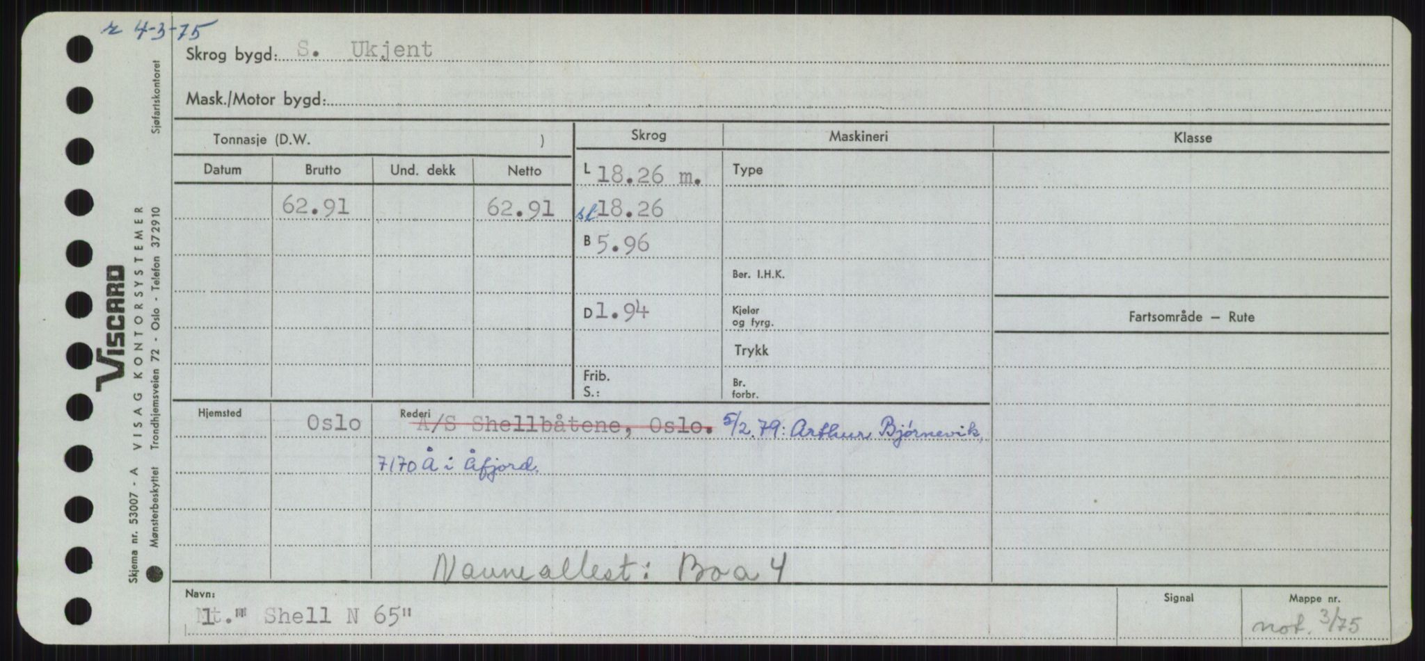 Sjøfartsdirektoratet med forløpere, Skipsmålingen, RA/S-1627/H/Hc/L0001: Lektere, A-Y, p. 383