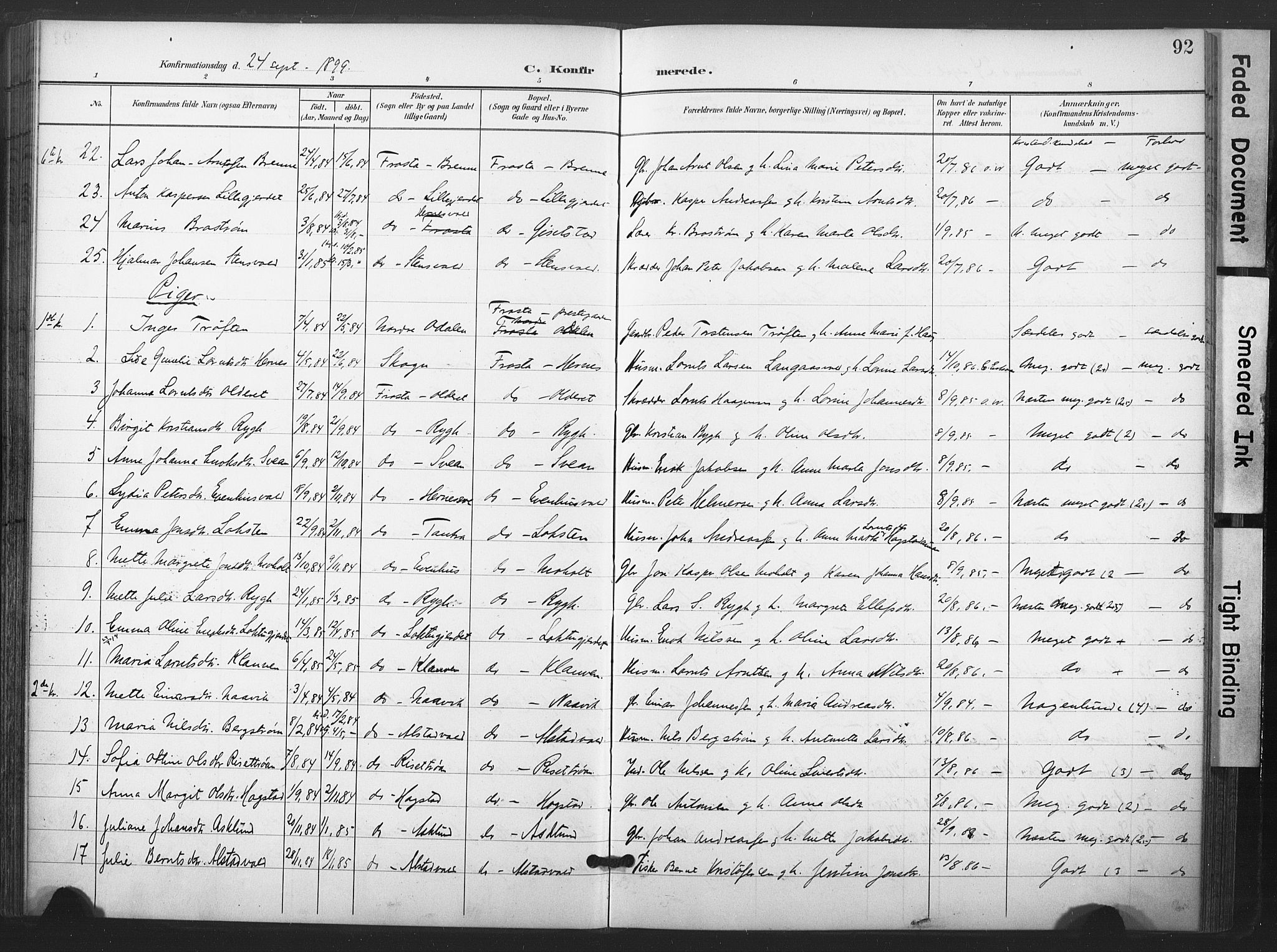 Ministerialprotokoller, klokkerbøker og fødselsregistre - Nord-Trøndelag, SAT/A-1458/713/L0122: Parish register (official) no. 713A11, 1899-1910, p. 92