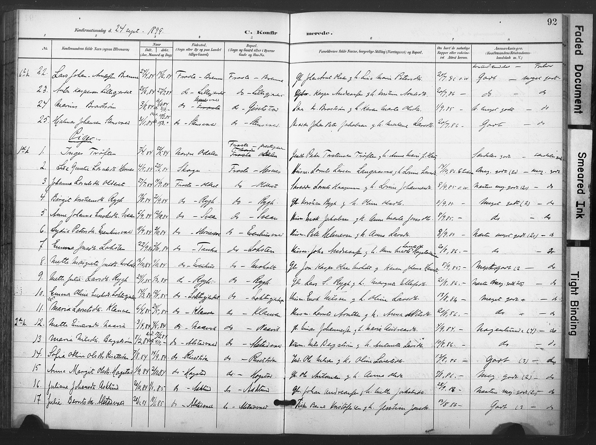 Ministerialprotokoller, klokkerbøker og fødselsregistre - Nord-Trøndelag, AV/SAT-A-1458/713/L0122: Parish register (official) no. 713A11, 1899-1910, p. 92