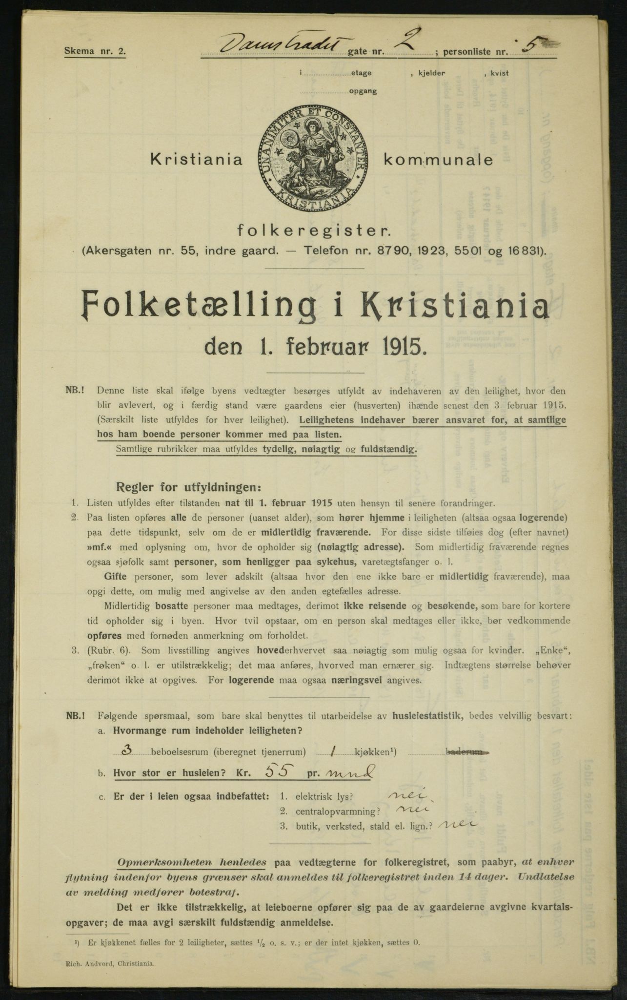 OBA, Municipal Census 1915 for Kristiania, 1915, p. 14393