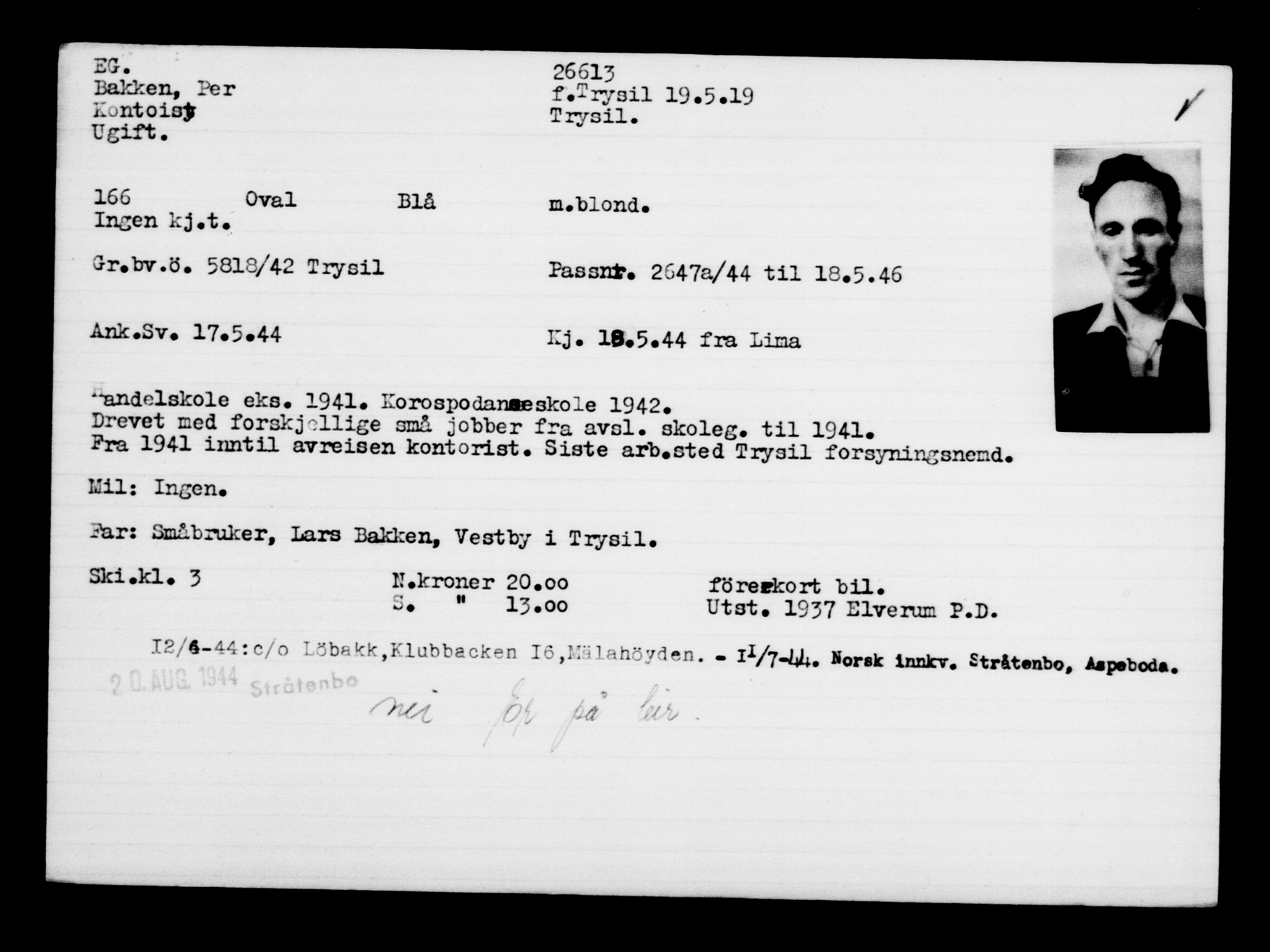 Den Kgl. Norske Legasjons Flyktningskontor, AV/RA-S-6753/V/Va/L0011: Kjesäterkartoteket.  Flyktningenr. 25300-28349, 1940-1945, p. 1378