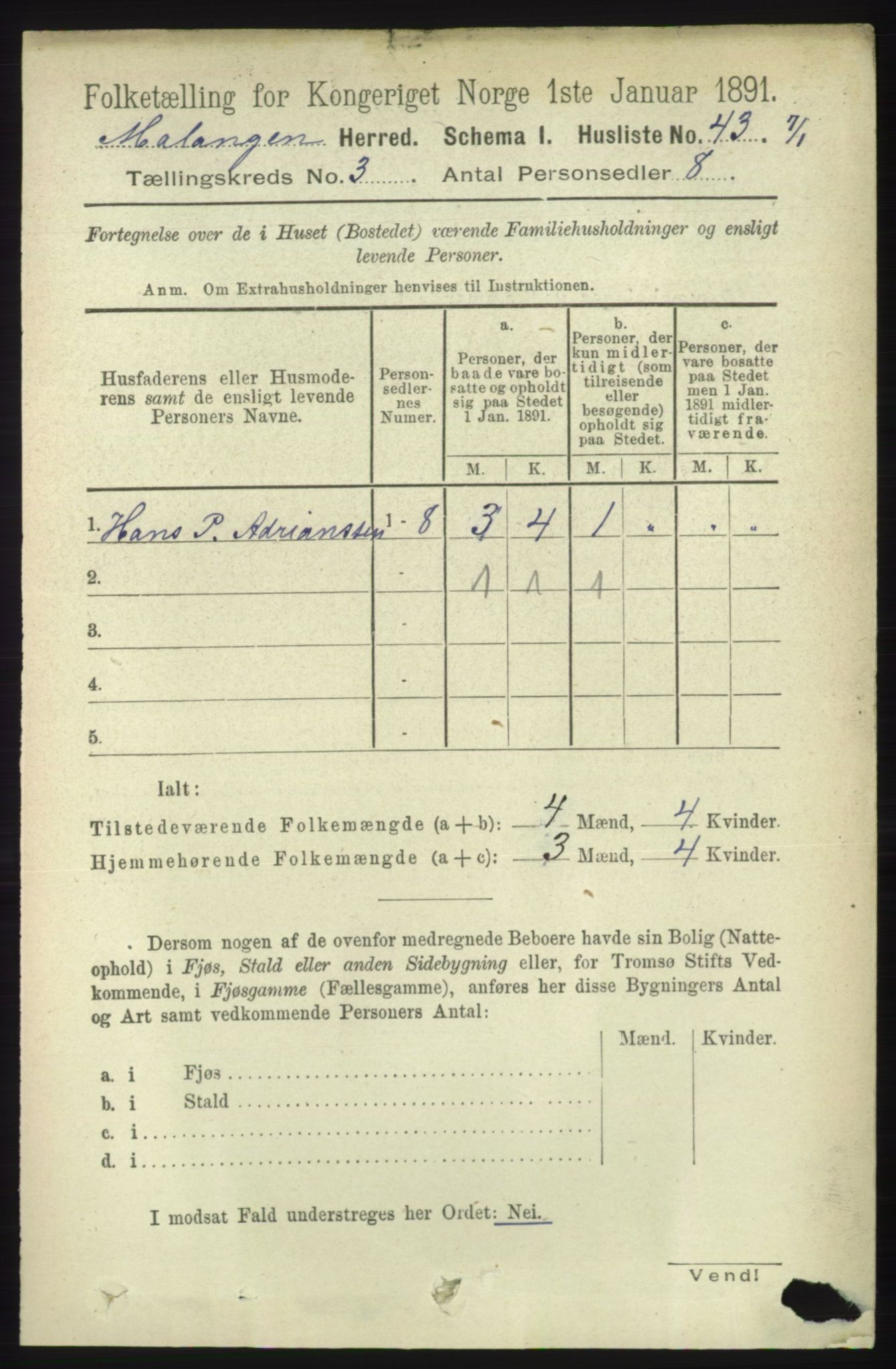 RA, 1891 census for 1932 Malangen, 1891, p. 732