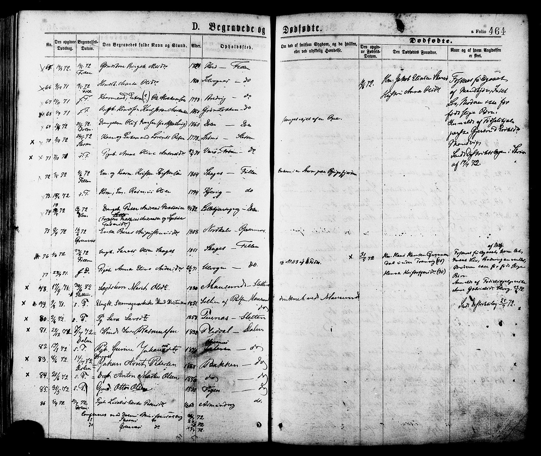 Ministerialprotokoller, klokkerbøker og fødselsregistre - Sør-Trøndelag, AV/SAT-A-1456/634/L0532: Parish register (official) no. 634A08, 1871-1881, p. 464