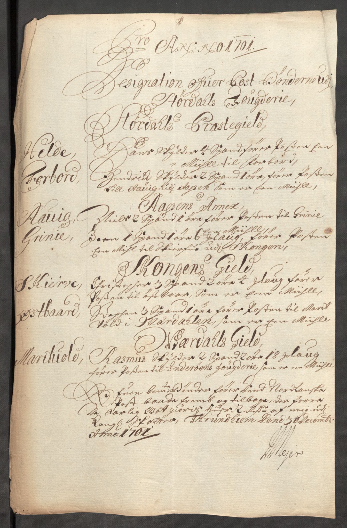 Rentekammeret inntil 1814, Reviderte regnskaper, Fogderegnskap, AV/RA-EA-4092/R62/L4193: Fogderegnskap Stjørdal og Verdal, 1701-1702, p. 117