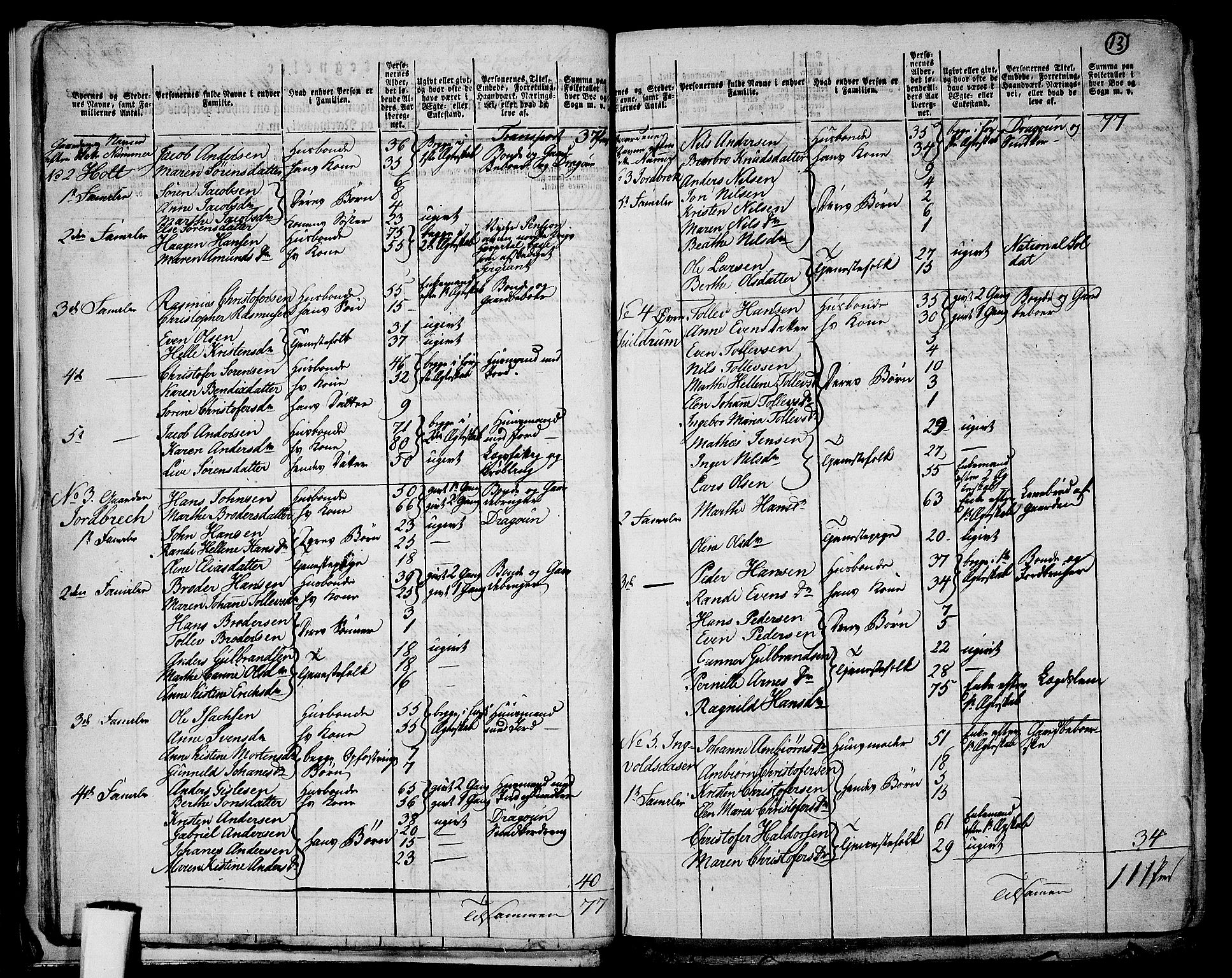 RA, 1801 census for 0712P Skoger, 1801, p. 12b-13a