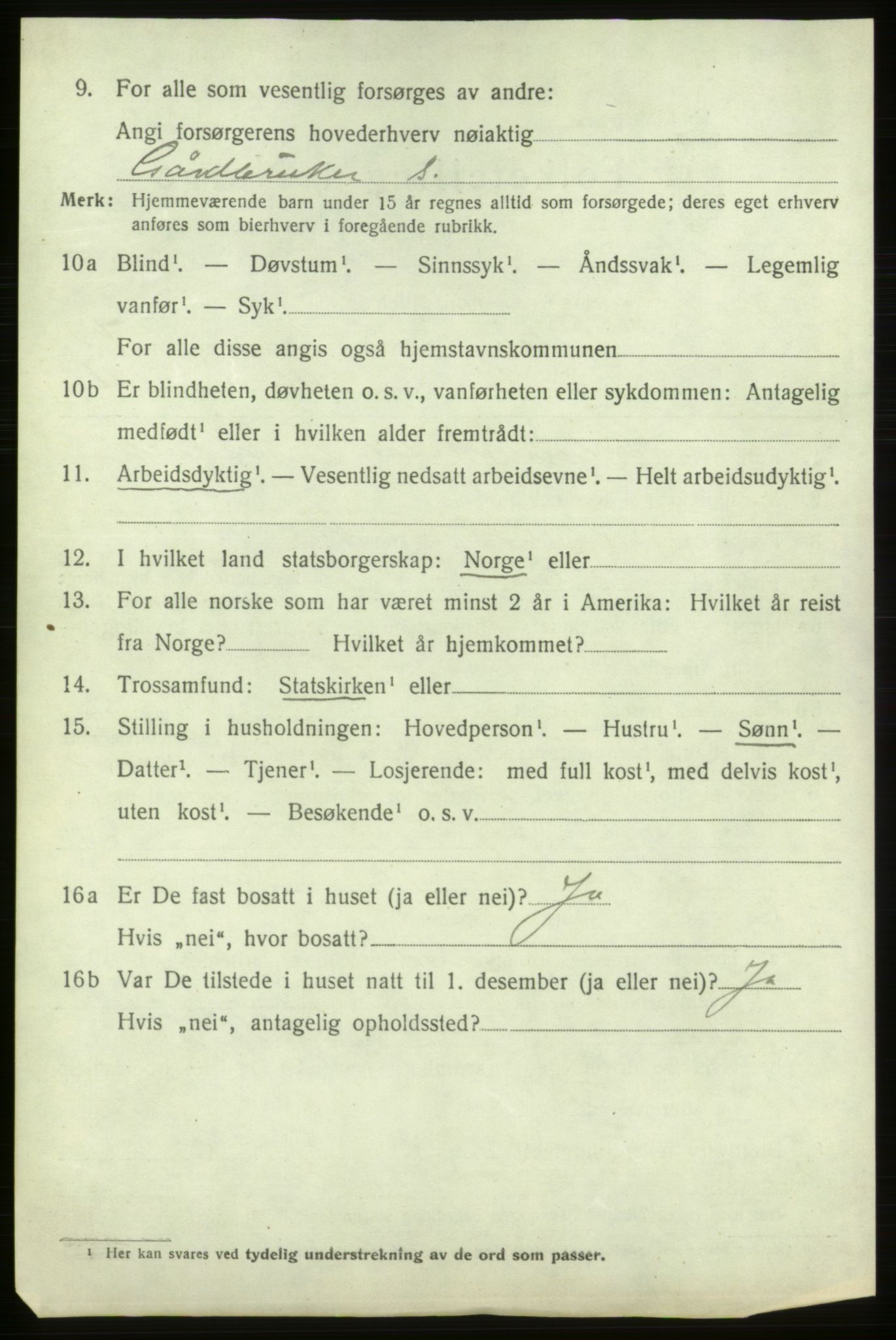 SAB, 1920 census for Ølen, 1920, p. 3386