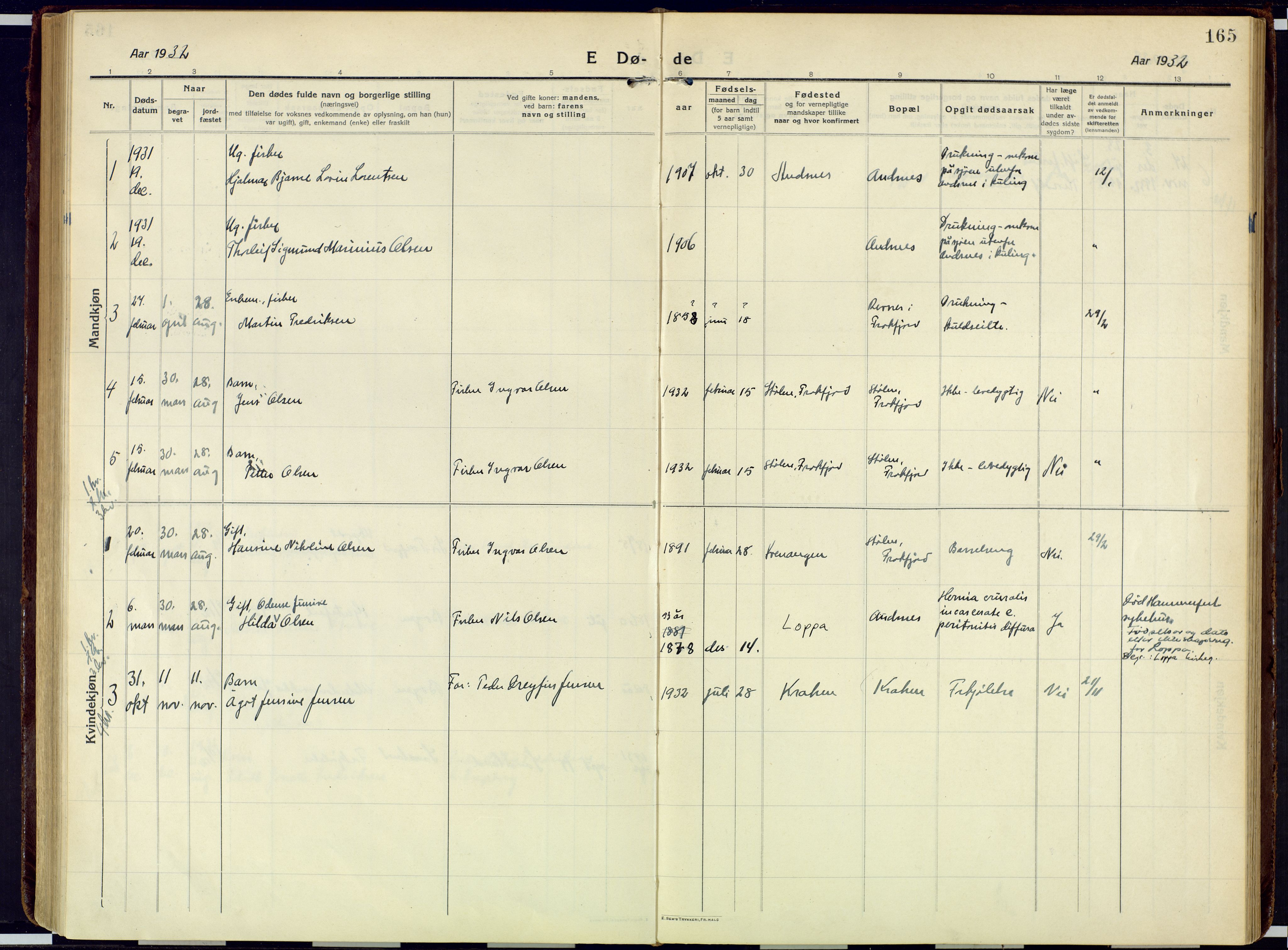 Loppa sokneprestkontor, SATØ/S-1339/H/Ha/L0013kirke: Parish register (official) no. 13, 1920-1932, p. 165