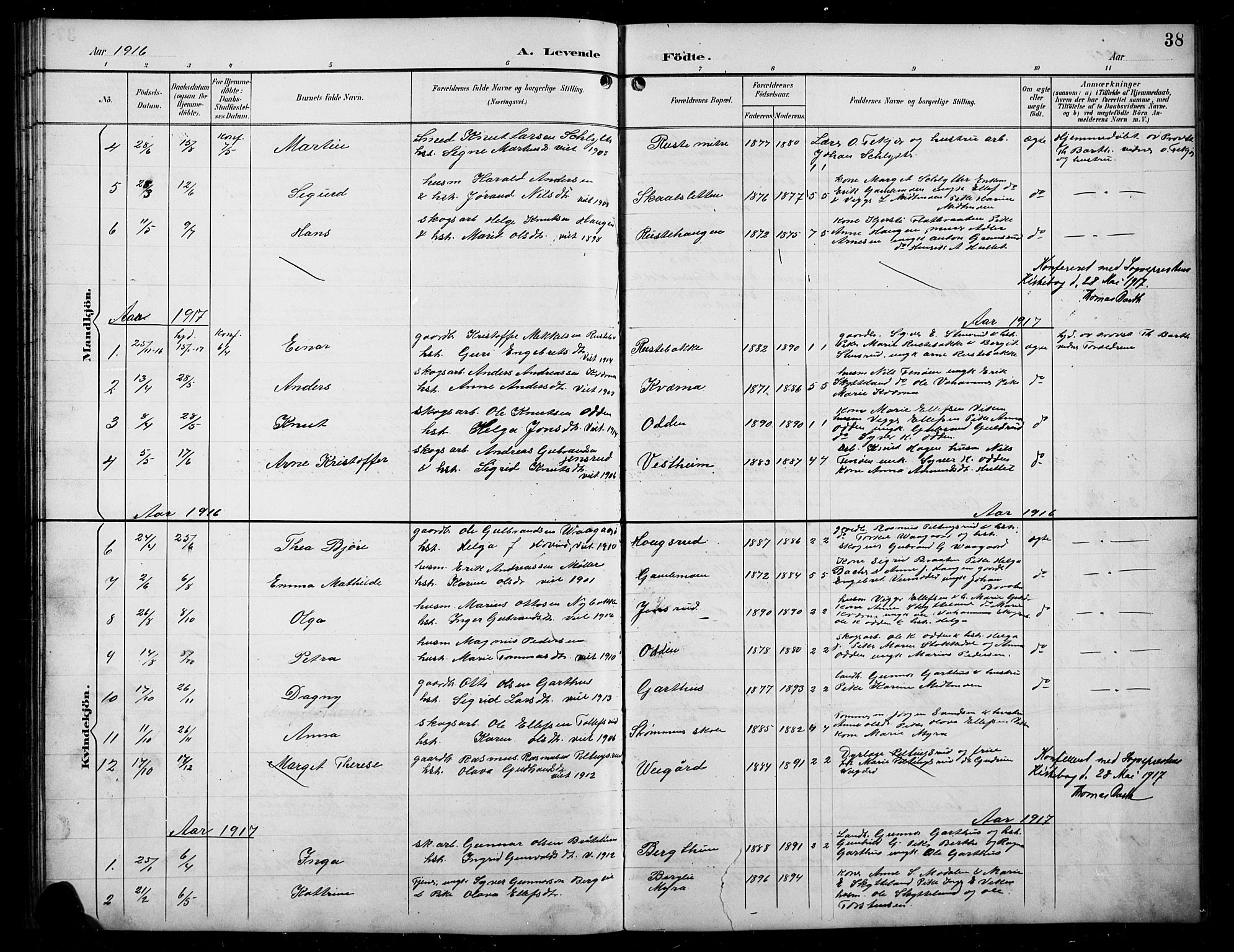 Sør-Aurdal prestekontor, AV/SAH-PREST-128/H/Ha/Hab/L0008: Parish register (copy) no. 8, 1894-1921, p. 38