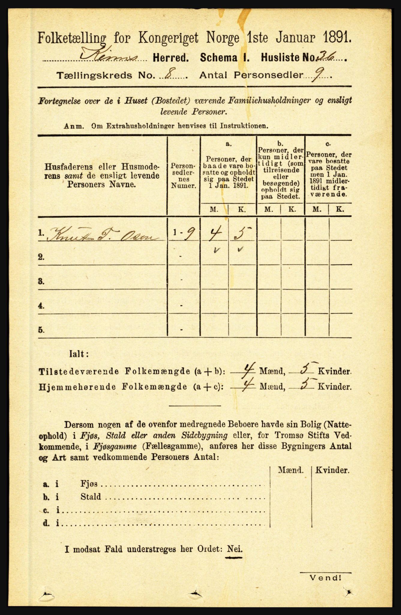 RA, 1891 census for 1437 Kinn, 1891, p. 3093