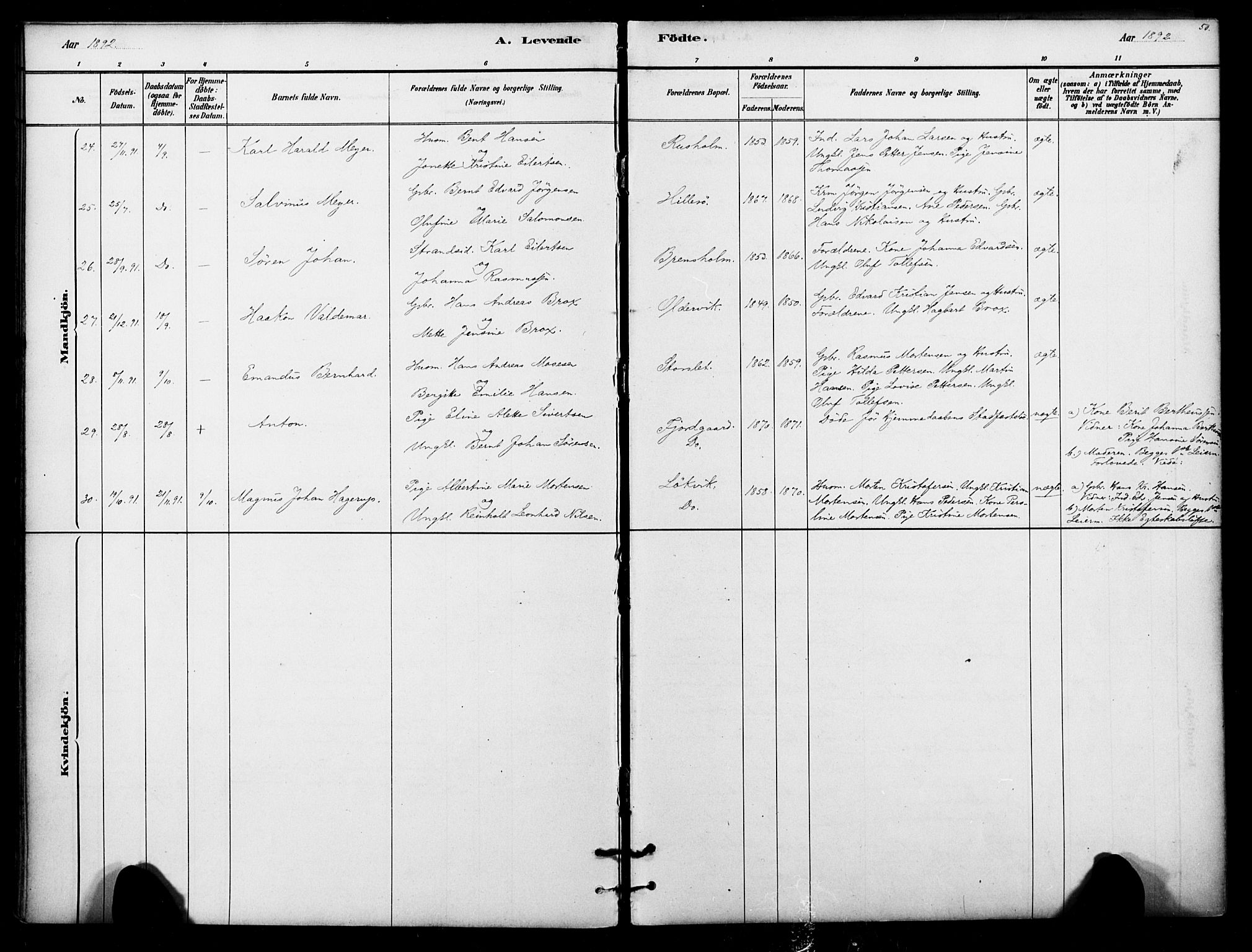 Lenvik sokneprestembete, AV/SATØ-S-1310/H/Ha/Haa/L0012kirke: Parish register (official) no. 12, 1880-1895