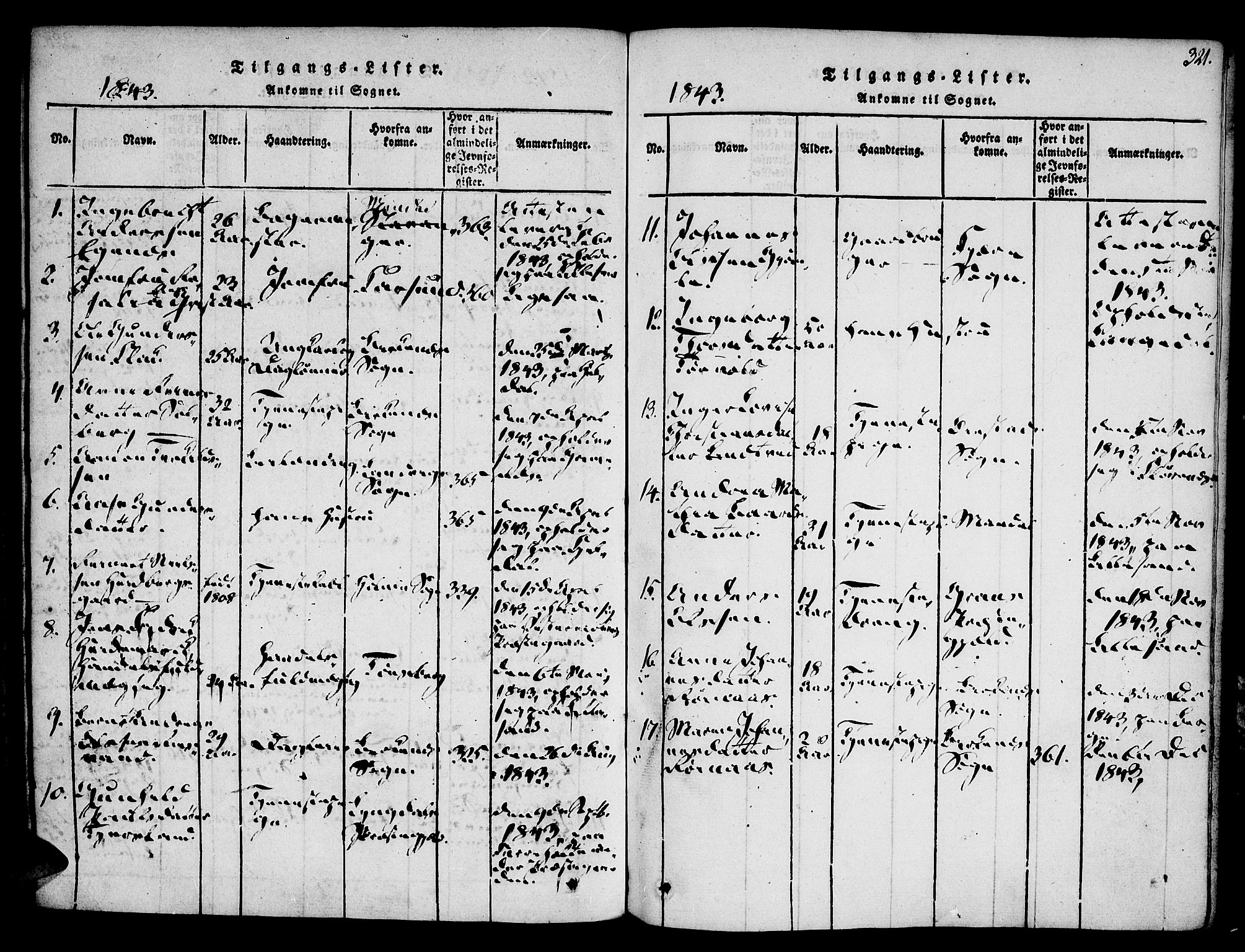 Vestre Moland sokneprestkontor, SAK/1111-0046/F/Fa/Fab/L0003: Parish register (official) no. A 3, 1816-1843, p. 321