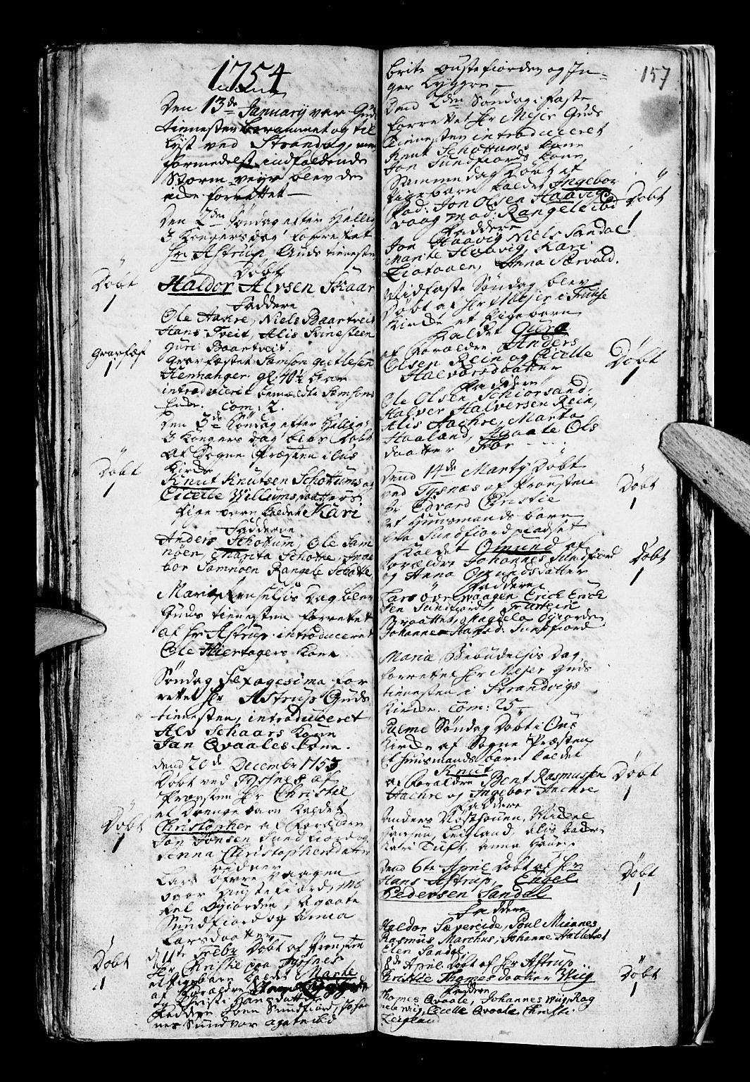 Os sokneprestembete, AV/SAB-A-99929: Parish register (official) no. A 5, 1669-1760, p. 157