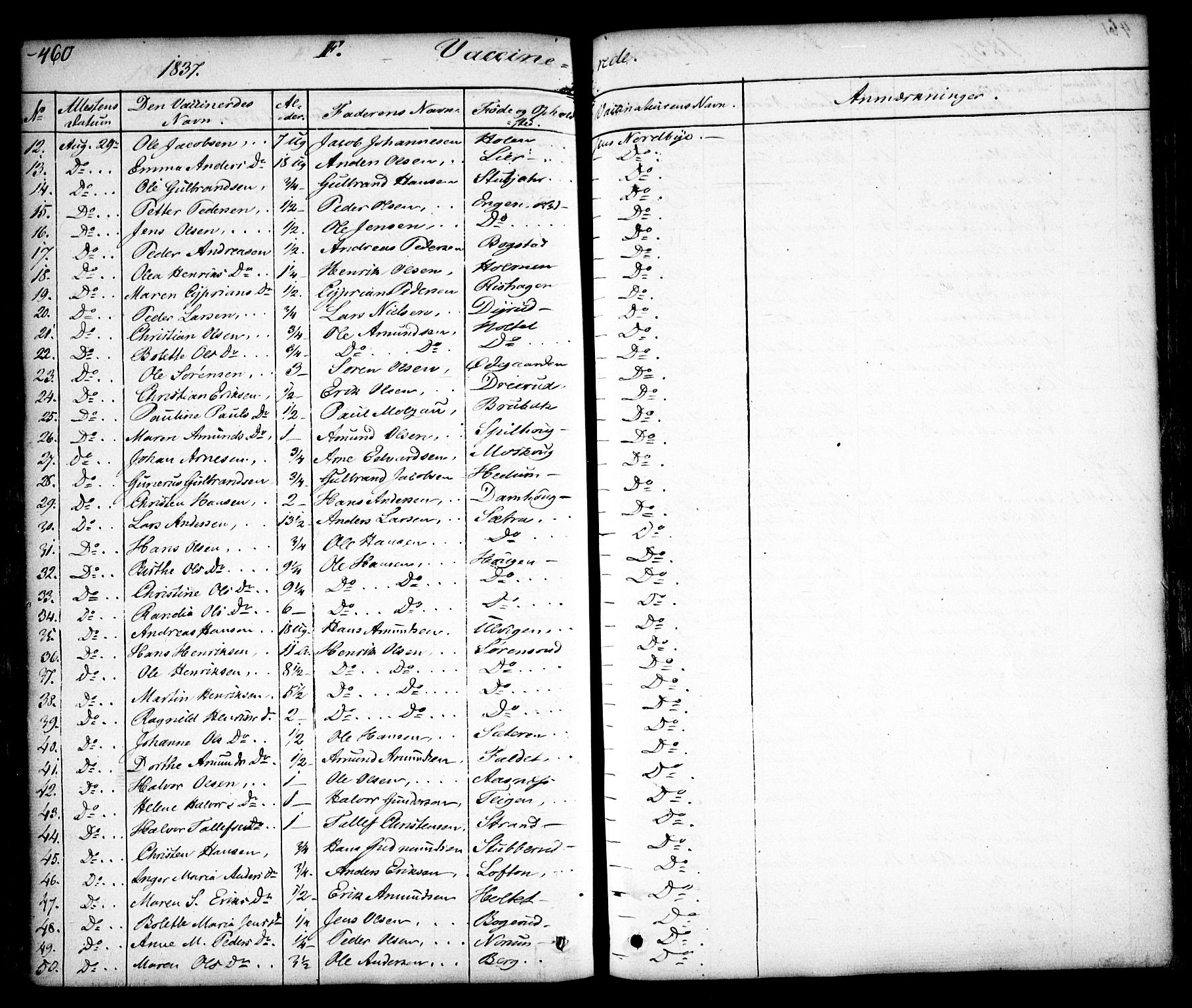 Aurskog prestekontor Kirkebøker, SAO/A-10304a/F/Fa/L0006: Parish register (official) no. I 6, 1829-1853, p. 460