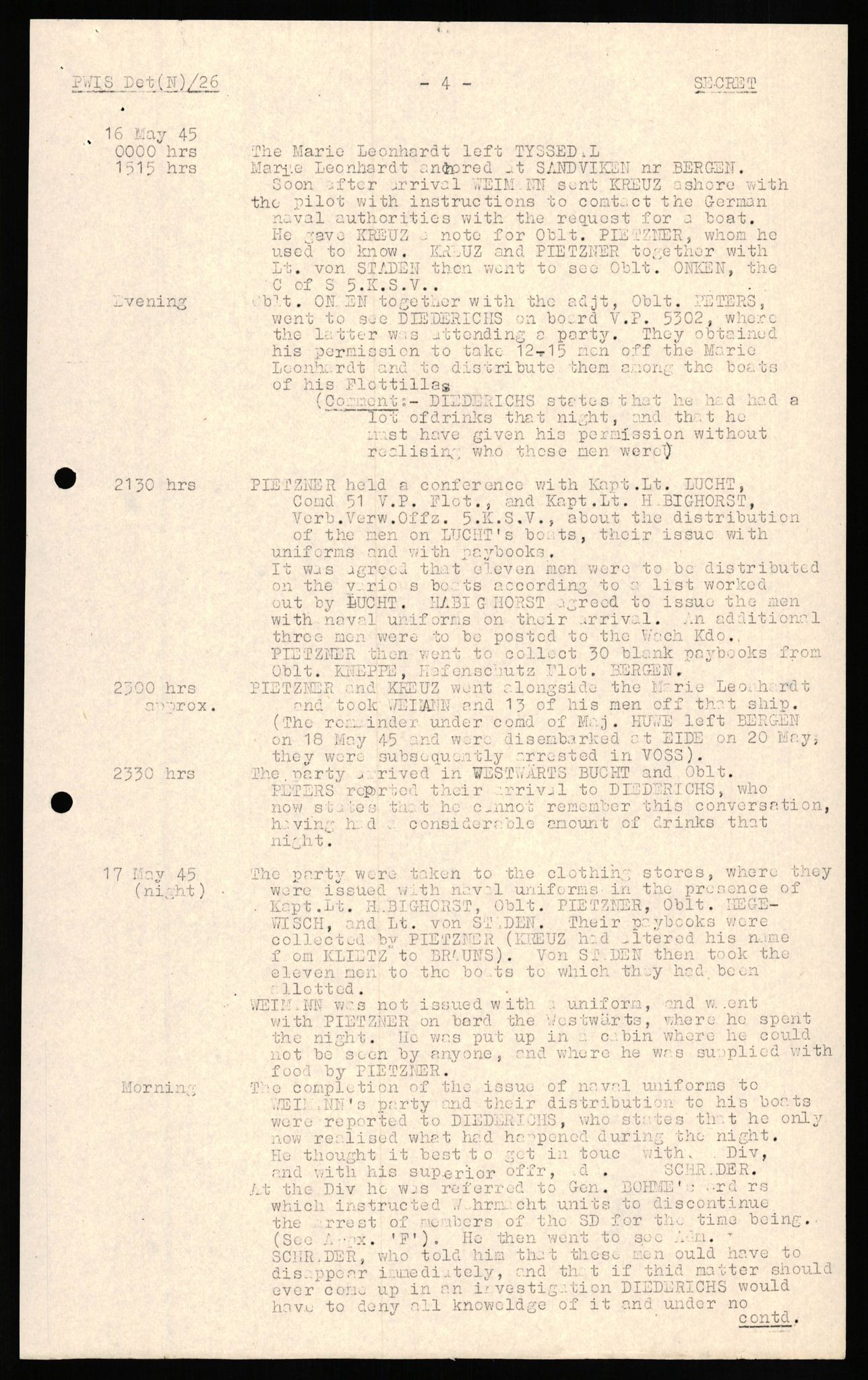 Forsvaret, Forsvarets overkommando II, RA/RAFA-3915/D/Db/L0020: CI Questionaires. Tyske okkupasjonsstyrker i Norge. Tyskere., 1945-1946, p. 352