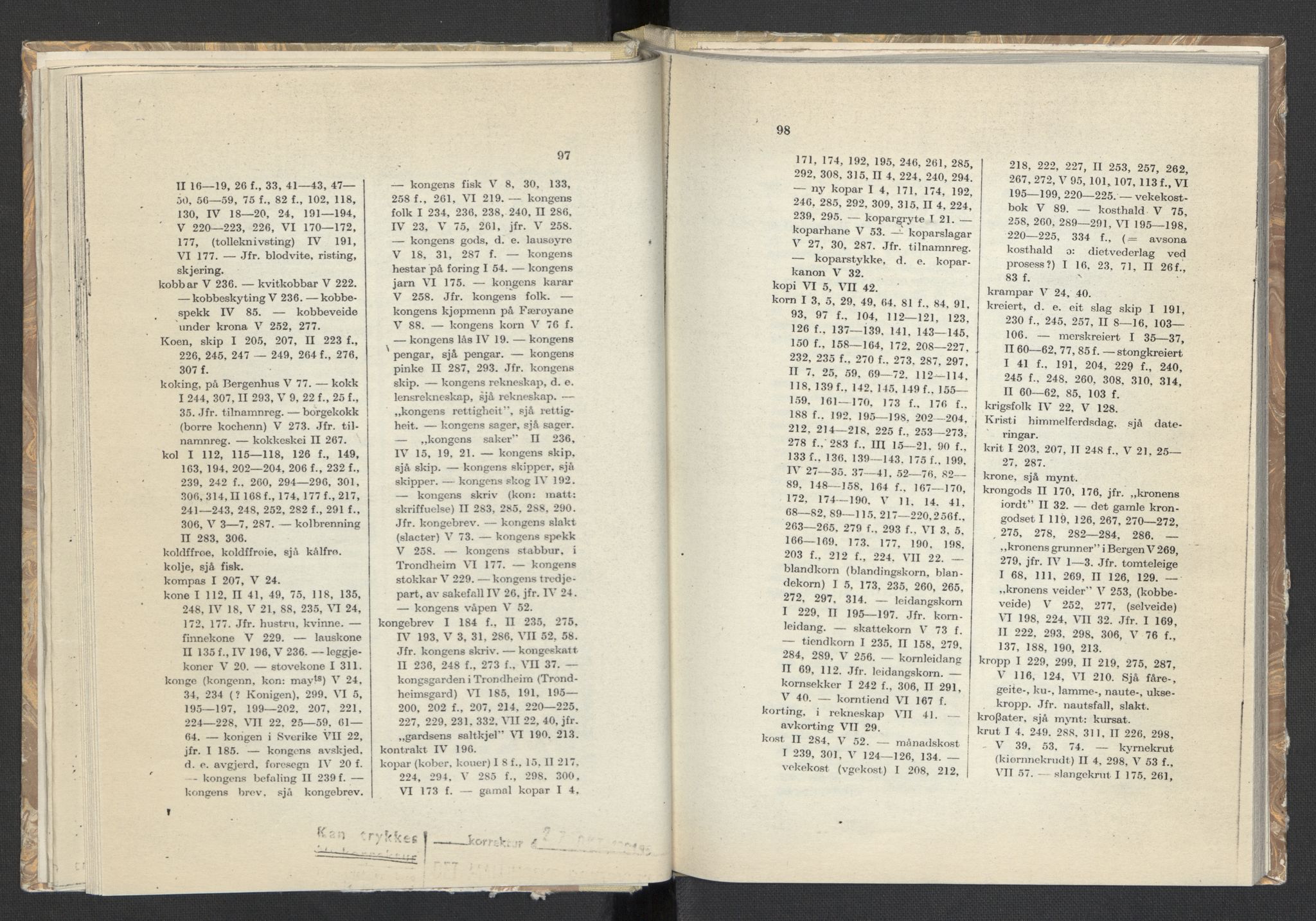 Publikasjoner utgitt av Arkivverket, PUBL/PUBL-001/C/0008: Sakregister, 1548-1567, p. 97-98