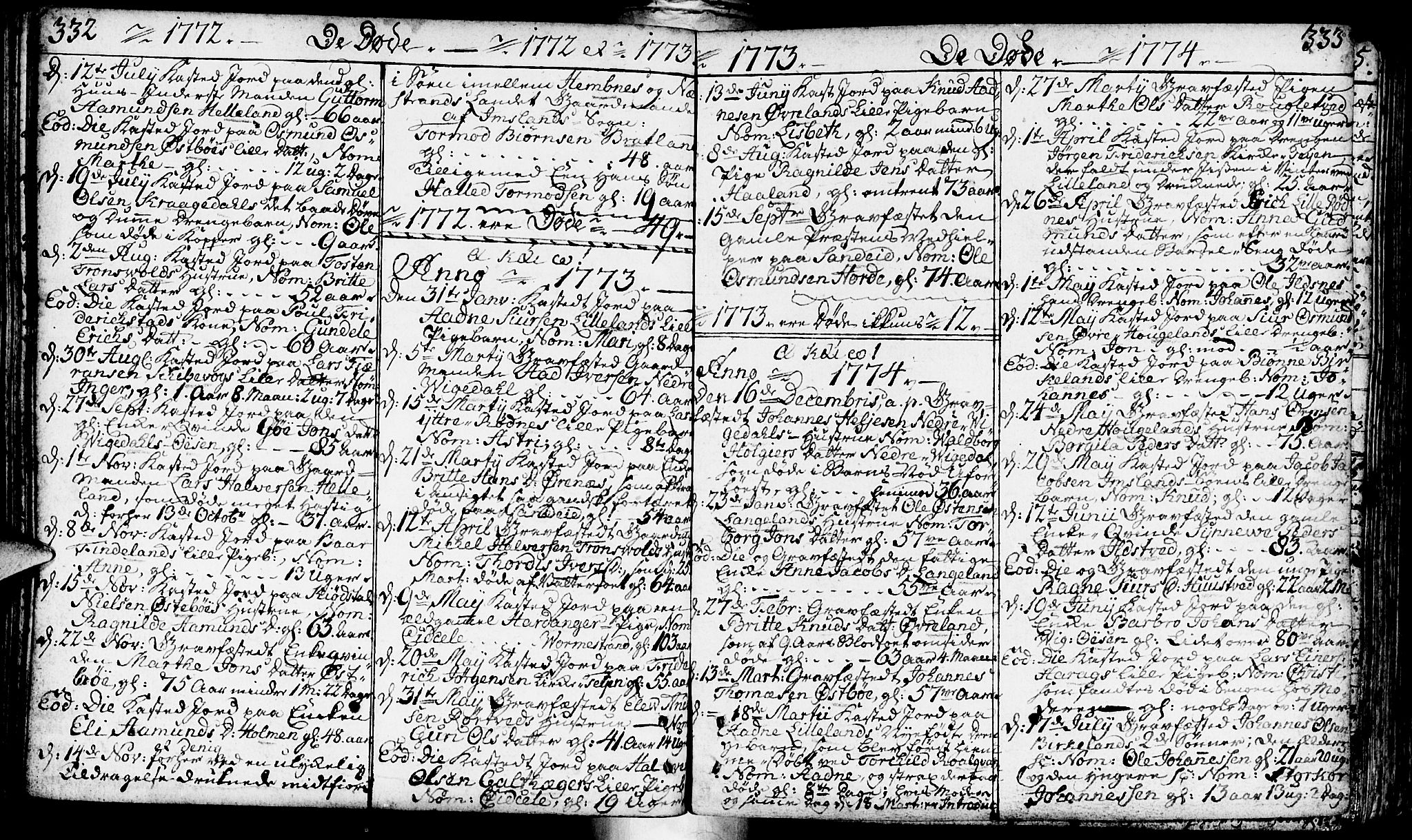 Vikedal sokneprestkontor, AV/SAST-A-101840/01/IV: Parish register (official) no. A 1, 1737-1778, p. 332-333