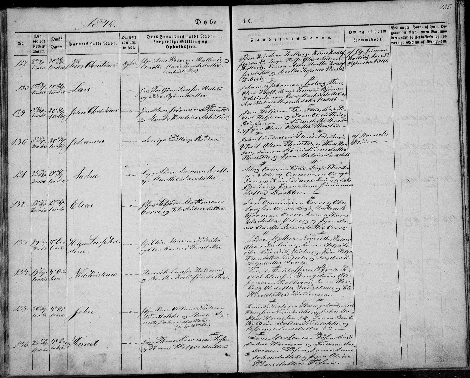 Avaldsnes sokneprestkontor, SAST/A -101851/H/Ha/Haa/L0006: Parish register (official) no. A 6, 1839-1847, p. 125