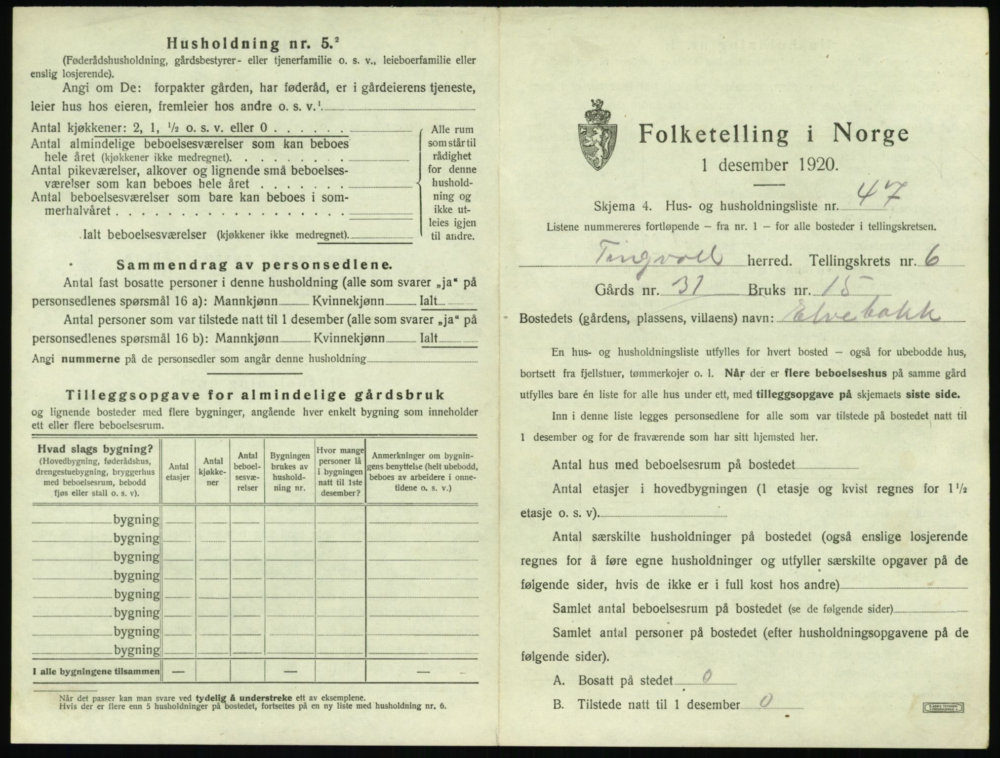 SAT, 1920 census for Tingvoll, 1920, p. 388