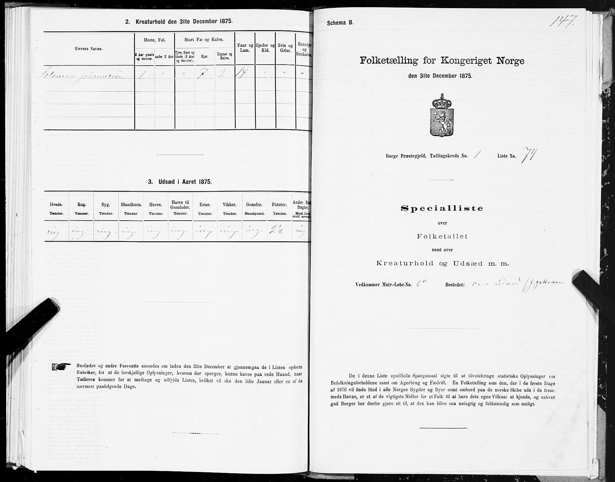 SAT, 1875 census for 1862P Borge, 1875, p. 1147